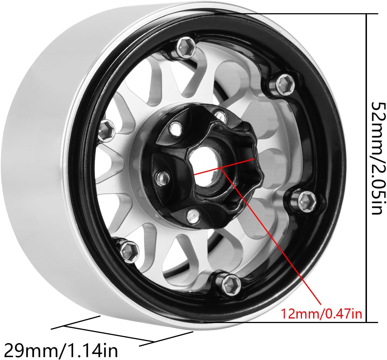 INJORA Rueda Beadlock de 1.9 pulgadas, compensación negativa de 0.409 in, rueda de aluminio CNC para TRX4 SCX10 Gen8 VS4-10 110 RC Crawler Car