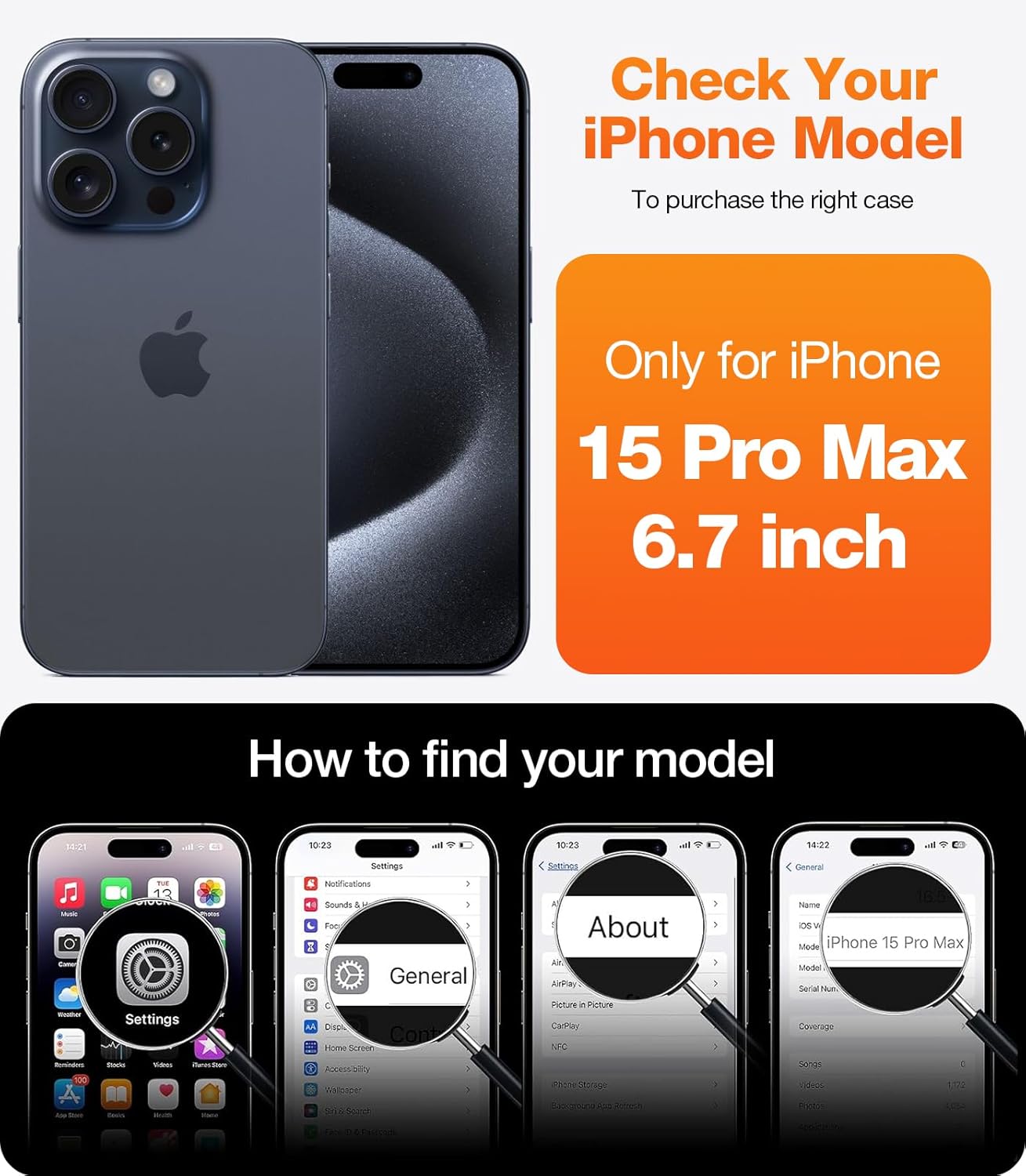 TORRAS Funda transparente de diamante para iPhone 15 Pro Max antiamarilleo protección contra caídas de grado militar de 12 pies a prueba de golpes,