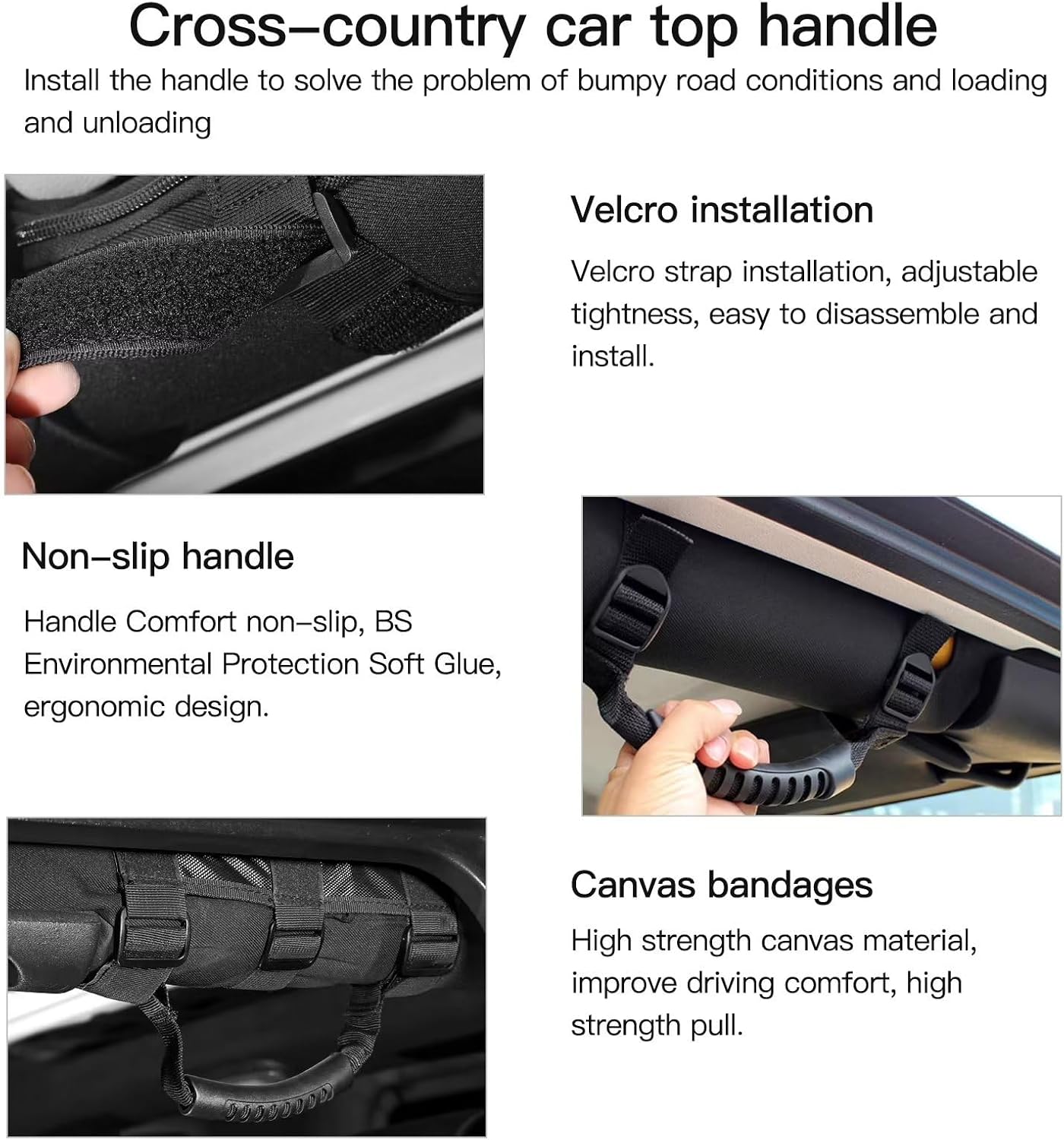 BATEMEN W Auto Roll Bar Grab Handles Grab Bars Spare Handgrips Replacement Fits for 2020 Jeep Wrangler Unlimited Willys Sport Utility 4-Door