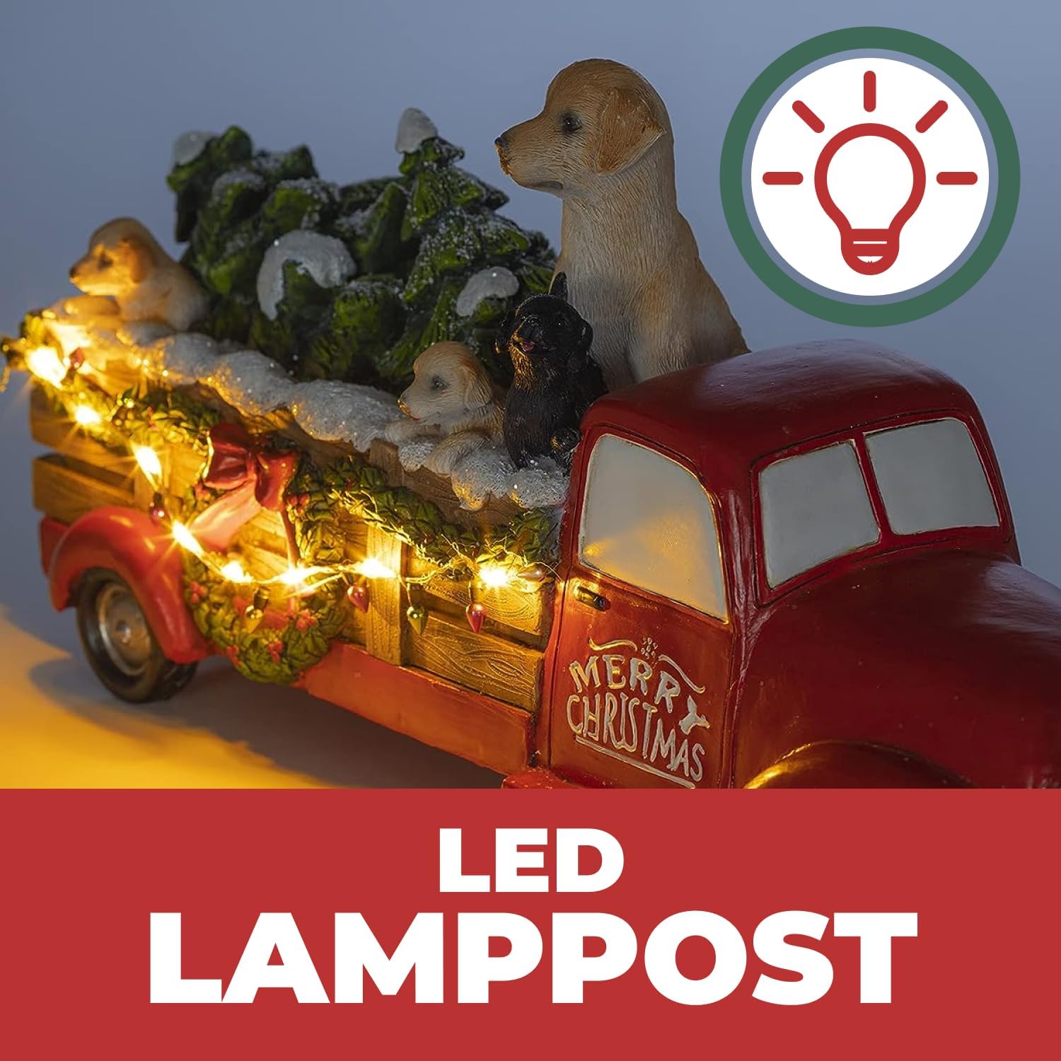 VP Home – Decoración de casa de campo navideña, estatuillas de resina iluminadas con luz LED de interiores para días festivos, decoraciones de fibra