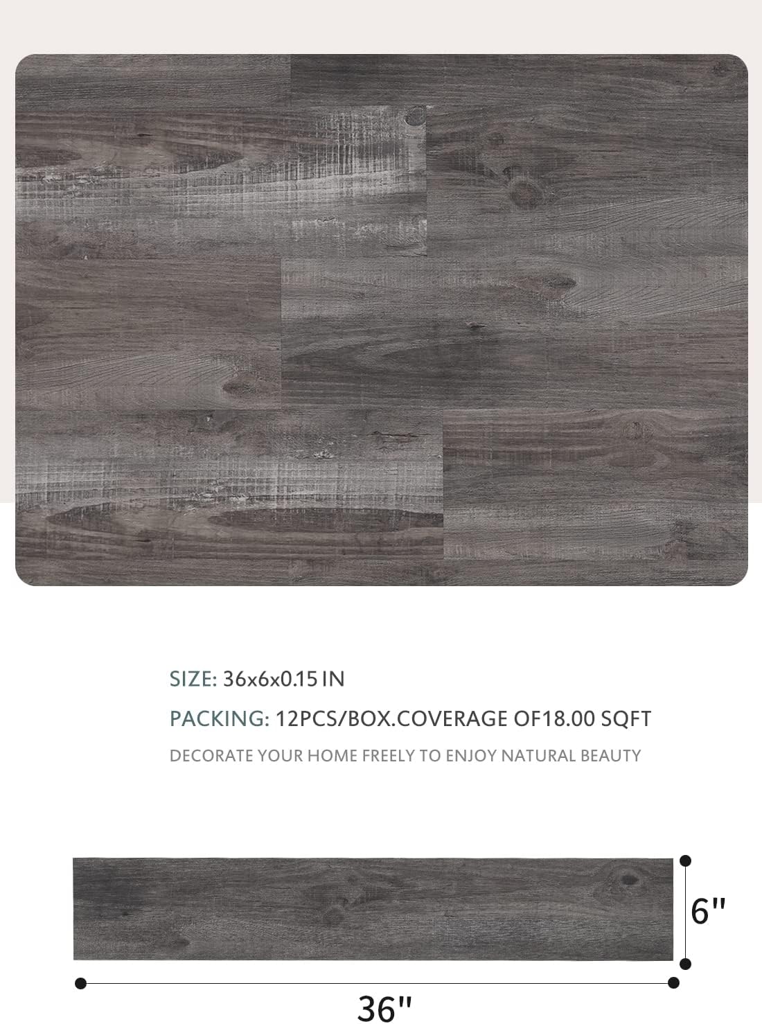 Tablones de vinilo para pared, paneles de vinilo autoadhesivos para paredes, fácil instalación (12 piezas18 pies cuadrados por caja), color gris