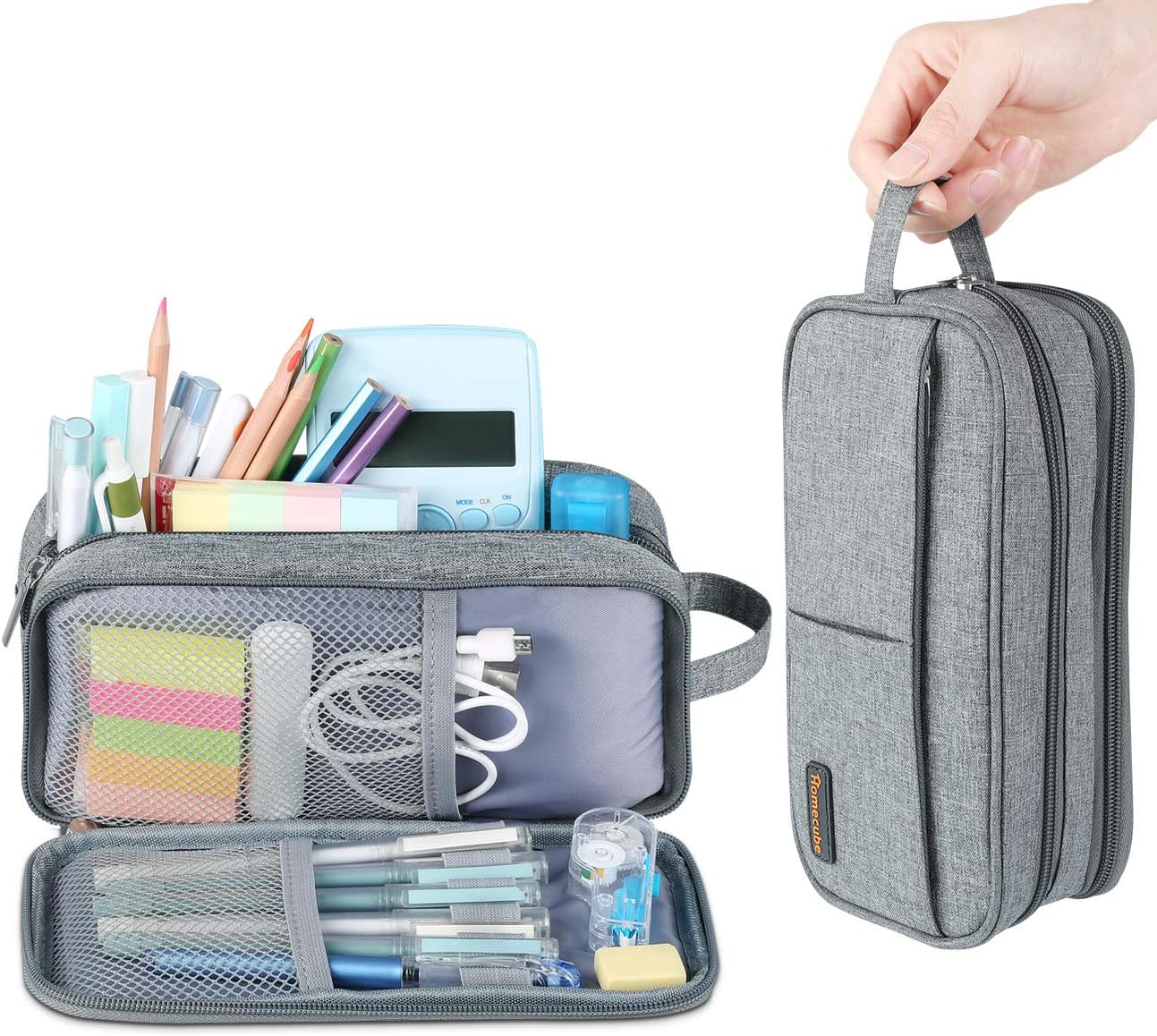 Homecube Bolsa de almacenamiento de tela Oxford, soporte para bolígrafos, bolsa de maquillaje, organizador de papelería, bolsa para lápices con
