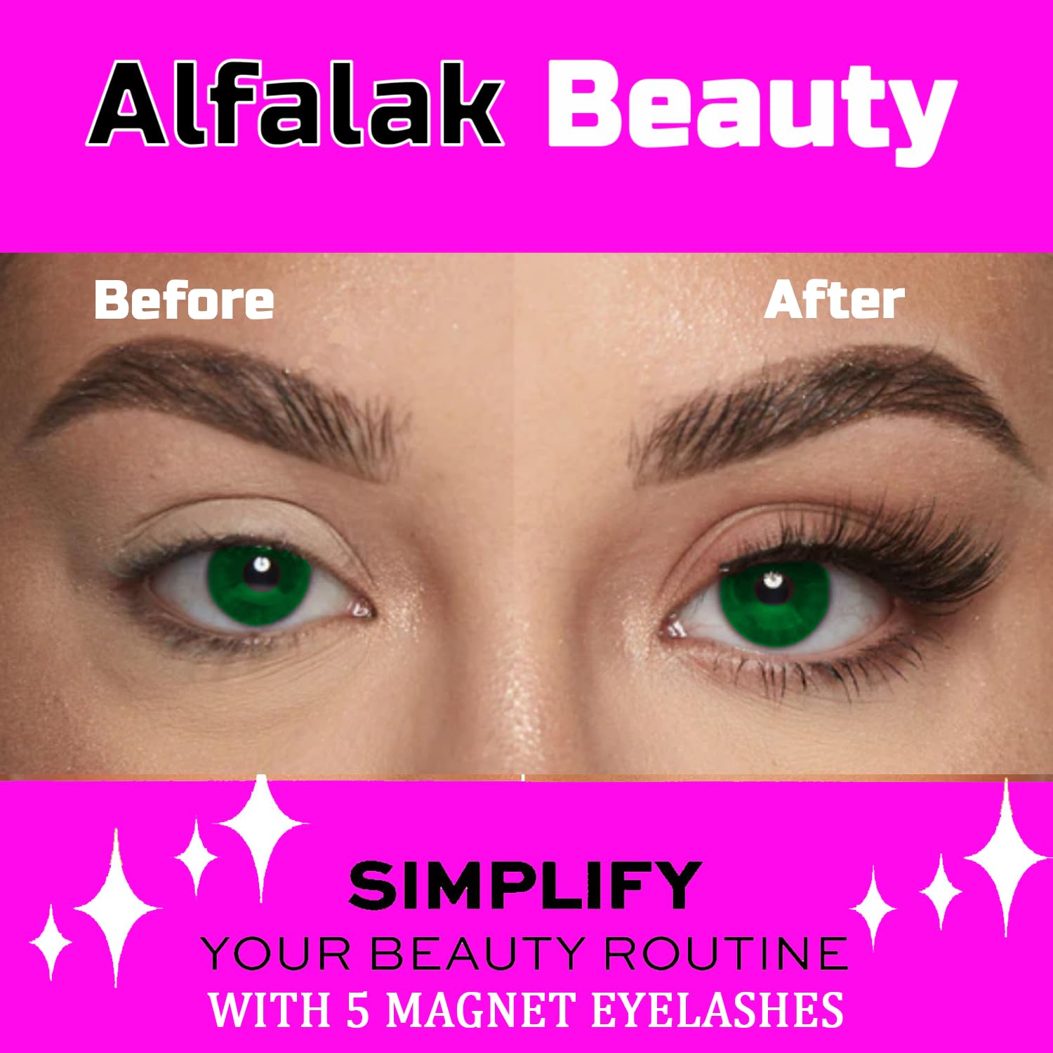 Alfalak Beauty Kit de pestañas magnéticas de visón sintético 3D, 5 pestañas de visón sintético + bolígrafo delineador magnético, reutilizable hasta