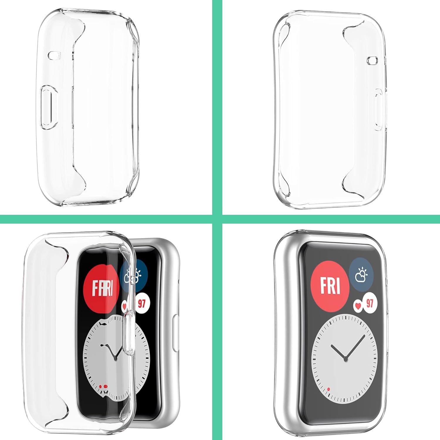 Correa de repuesto con funda compatible con Huawei Watch Fit Smartwatch pulsera con todo incluido pantalla protectora para hombres y mujeres para