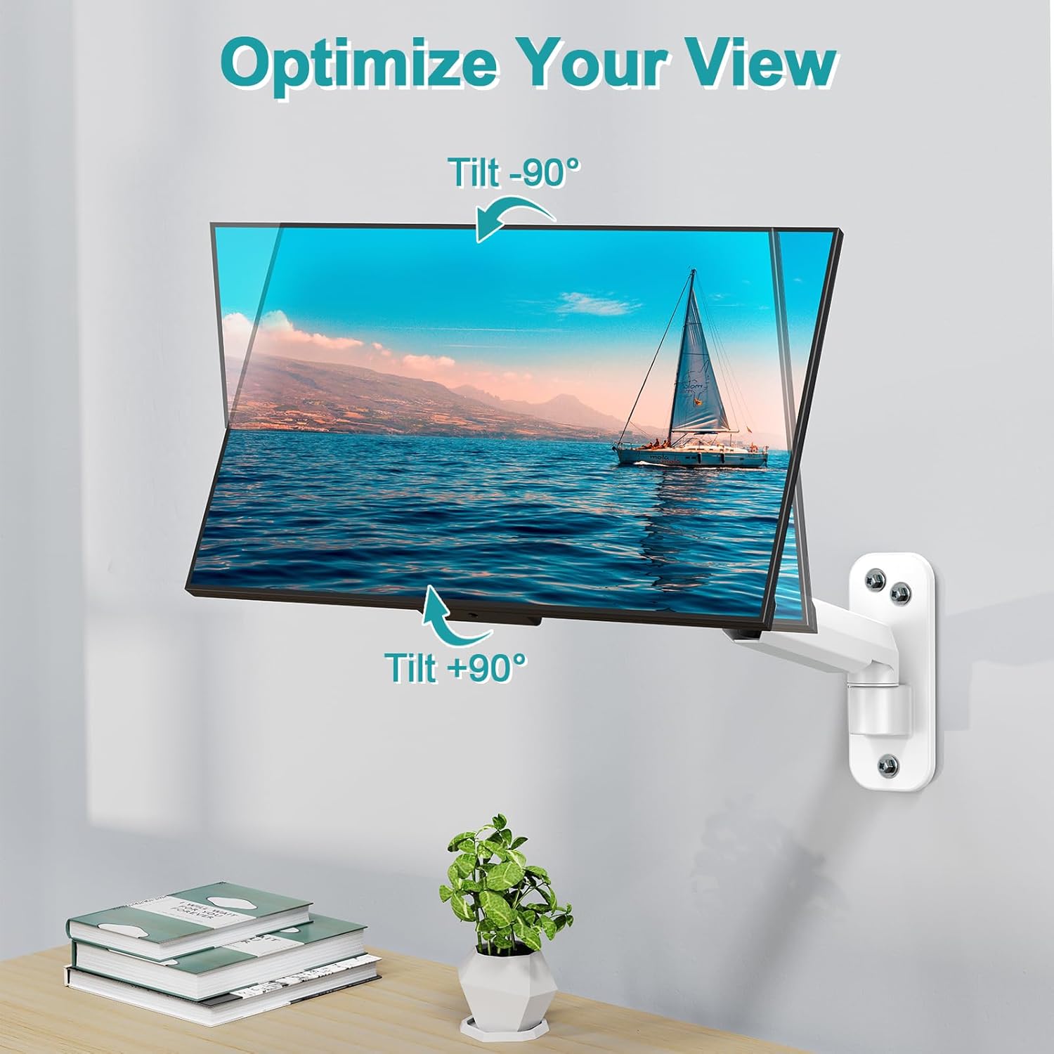 MOUNT PRO Soporte de pared para monitor individual para pantallas de computadora de 13 a 32 pulgadas, brazo de resorte de gas que soporta hasta 17.6