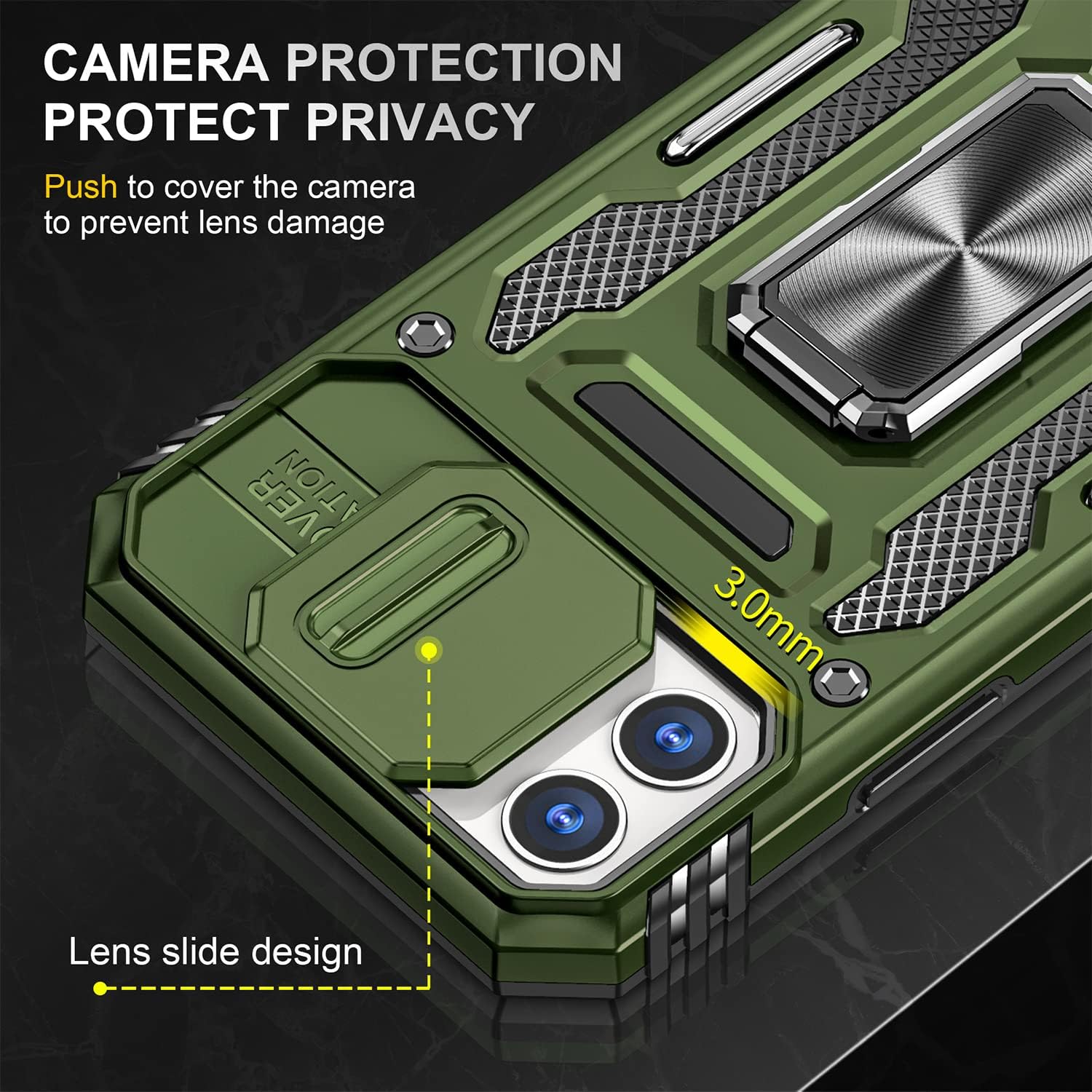 PASNEW Funda para iPhone 11 con protección de lente, rotación de 360, anillo manético, cubierta de cámara militar, cuerpo completo, a prueba de