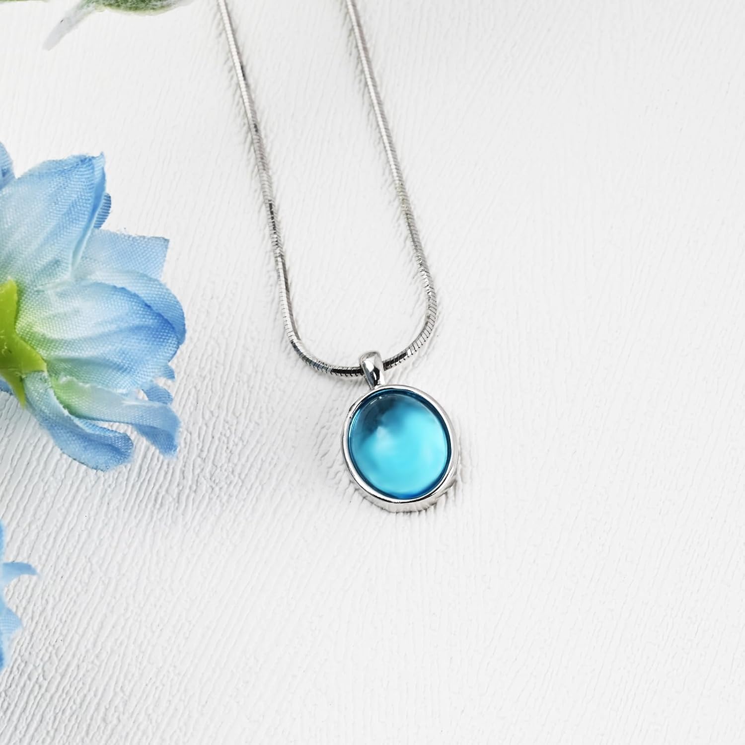 925 Sterling Silver Aquamarine Necklace Oval Blue Pendant Necklace March Birthstone Necklace for Women Handmade Aquamarine Jewelry for Gift