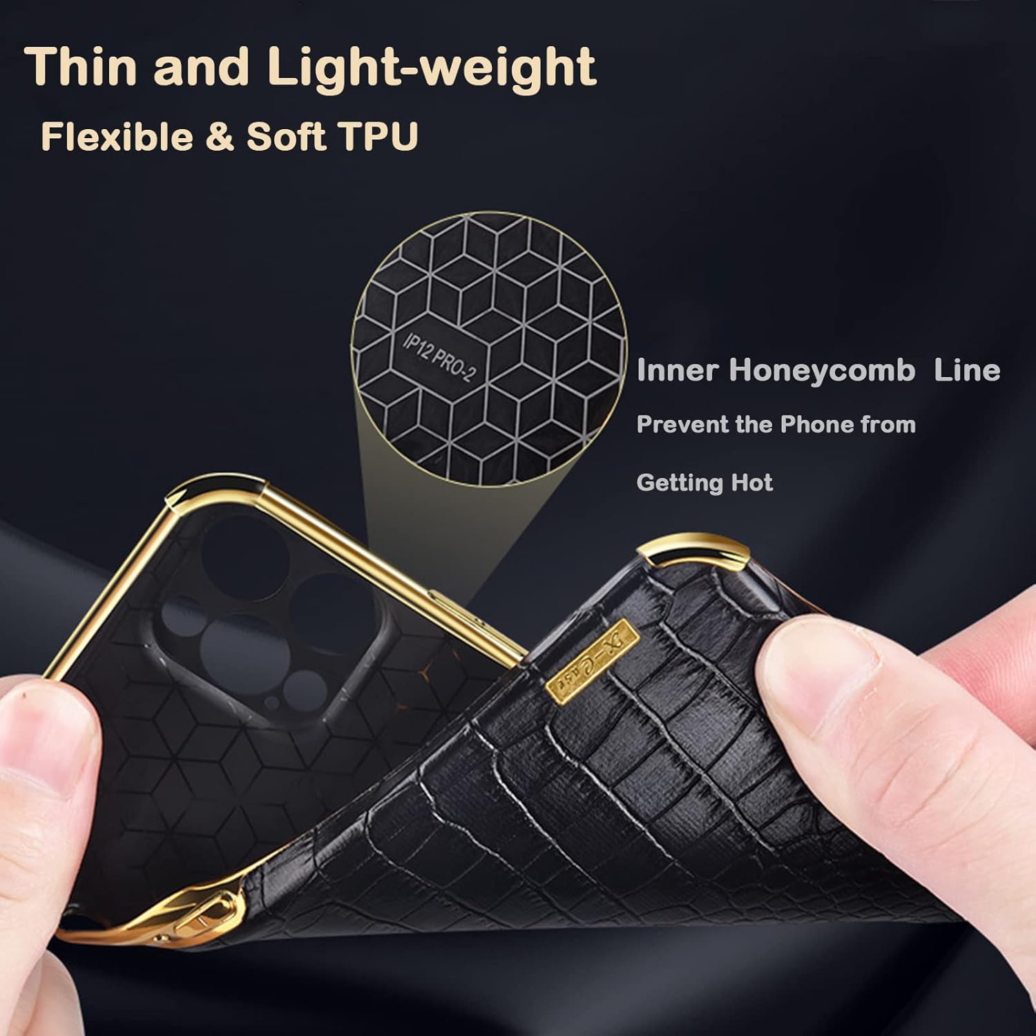 aowner Funda para iPhone 15 con soporte de anillo de 360 , funda de cuero con patrón de cocodrilo de lujo, parachoques dorado, a prueba de golpes,