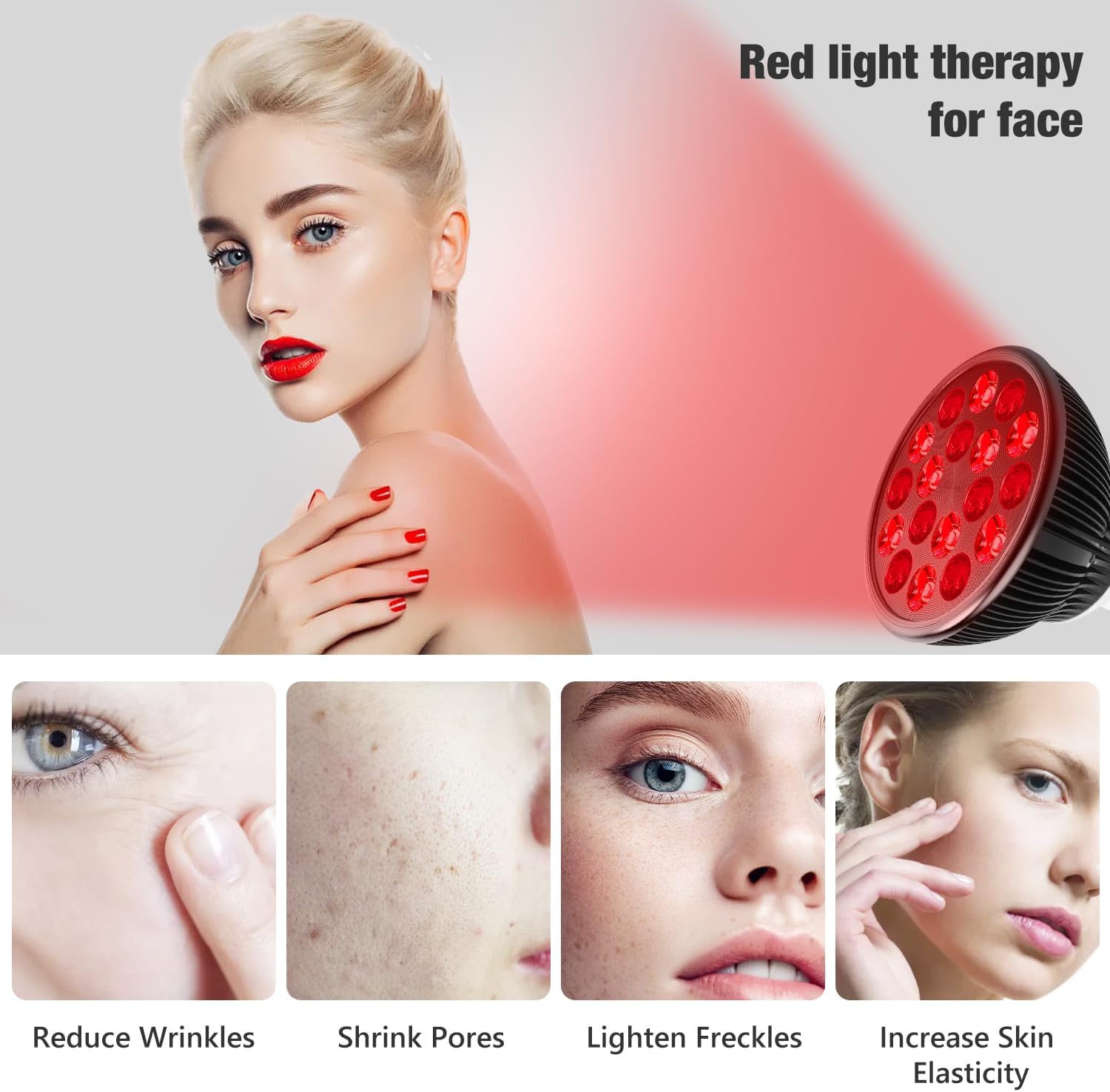 Lámpara de terapia de luz roja para uso corporal y facial, luz roja de 660 nm y combinación de luz infrarroja cercana de 850 nm, dispositivo de