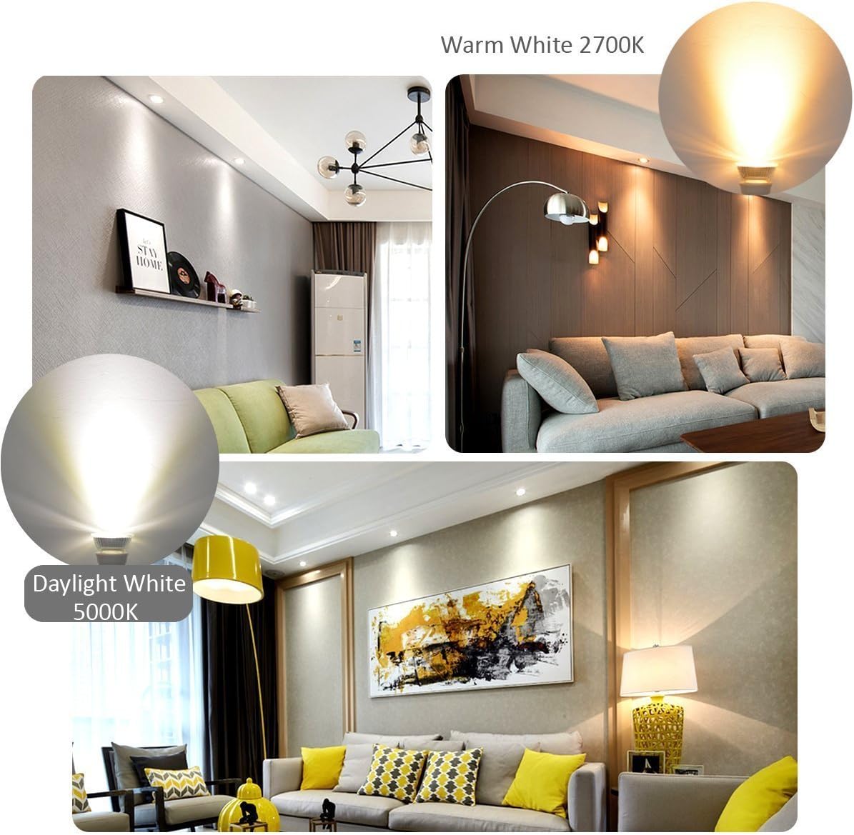 CTKcom Bombilla LED COB HR16 de 5 vatios (paquete de 4)  Bombilla LED Downlight de 60 grados, 6000 K luz blanca diurna, 50 W bombillas halógenas
