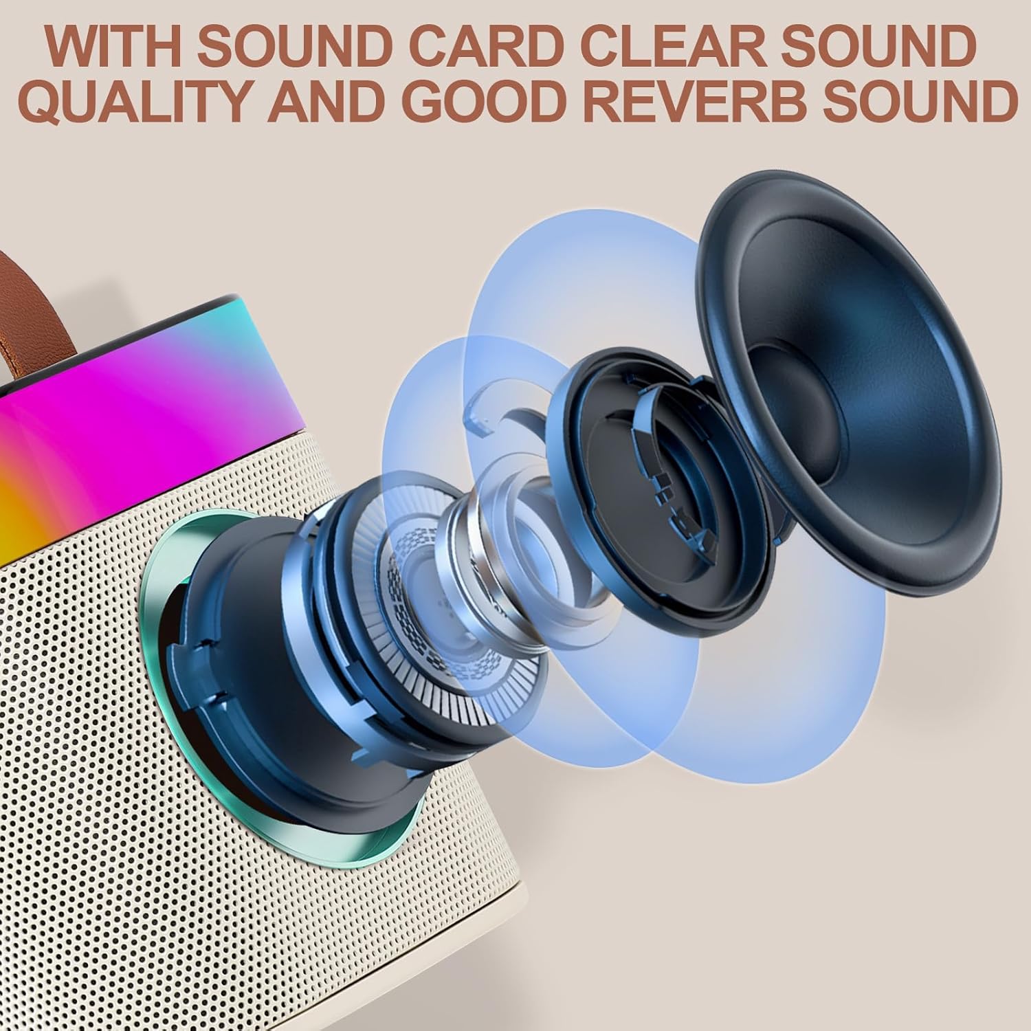 Mini máquina de karaoke para niños y adultos, altavoz portátil de karaoke Bluetooth con 2 micrófonos inalámbricos y luz, máquina de karaoke para