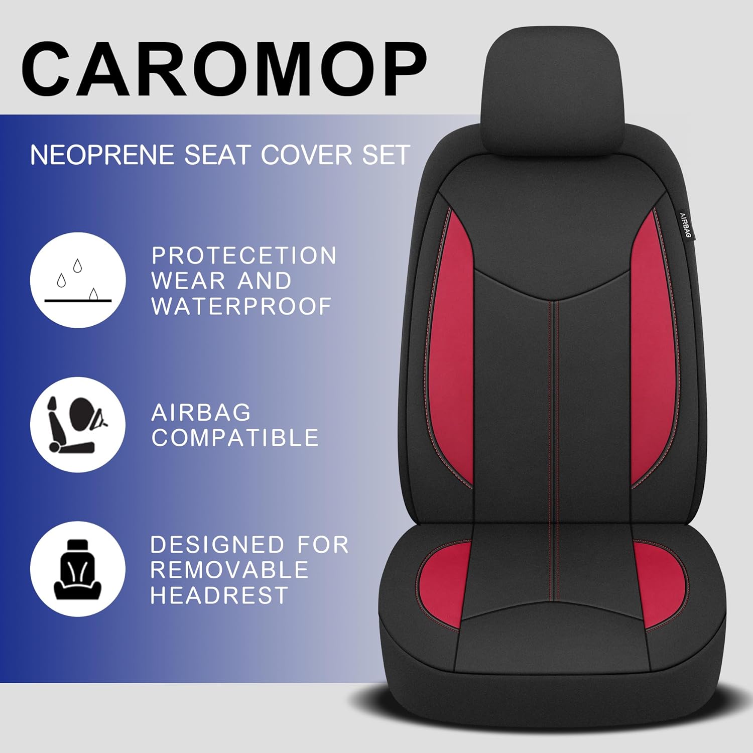 CAROMOP Funda impermeable para asiento de automóvil, fundas de asiento de neopreno para automóviles, fundas interiores de automóvil compatibles con