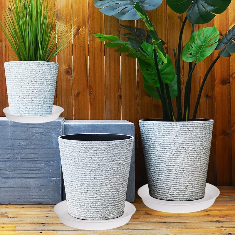 Paquete de 2 platillos para plantas de 26 pulgadas, platillos de plástico profundos grandes y resistentes redondos de 25 pulgadas, bandejas de goteo