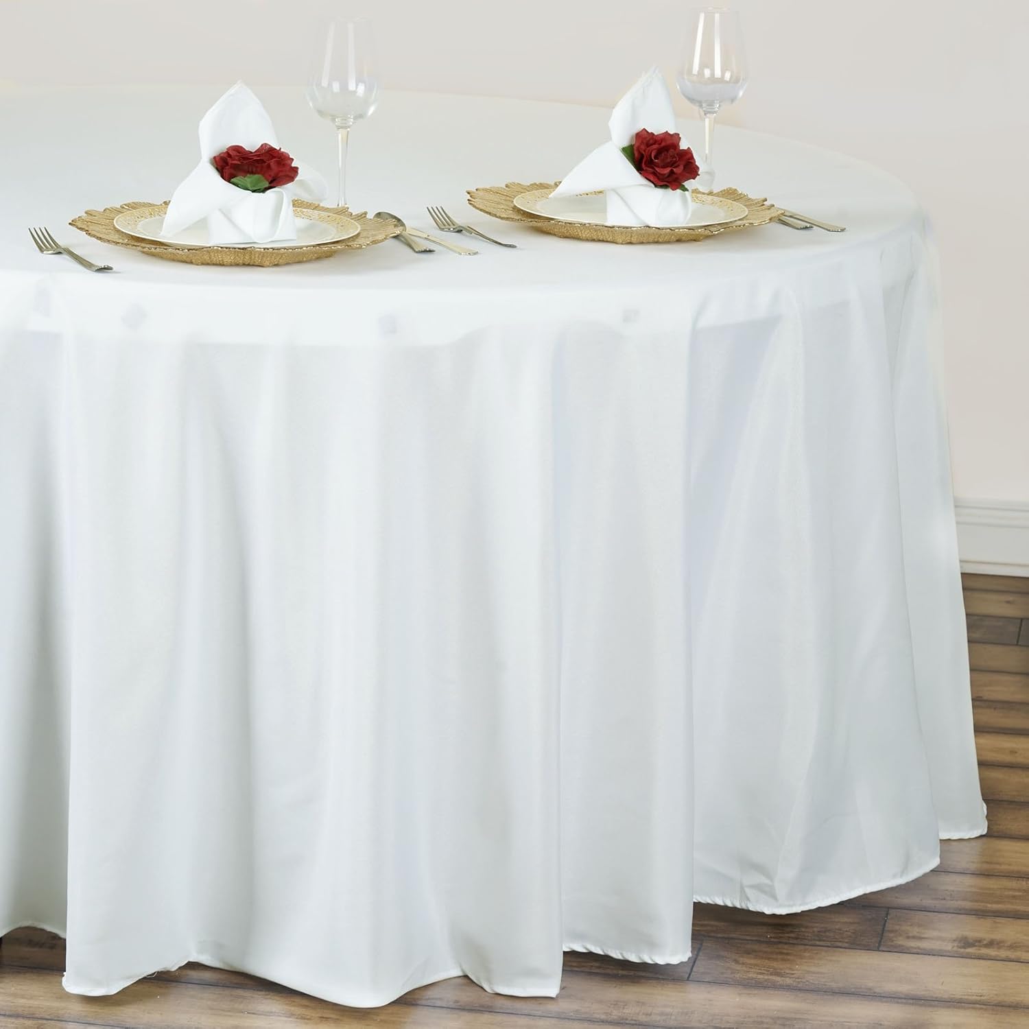 tableclothsfactory 120″ Ronda de Marfil poliéster mantel