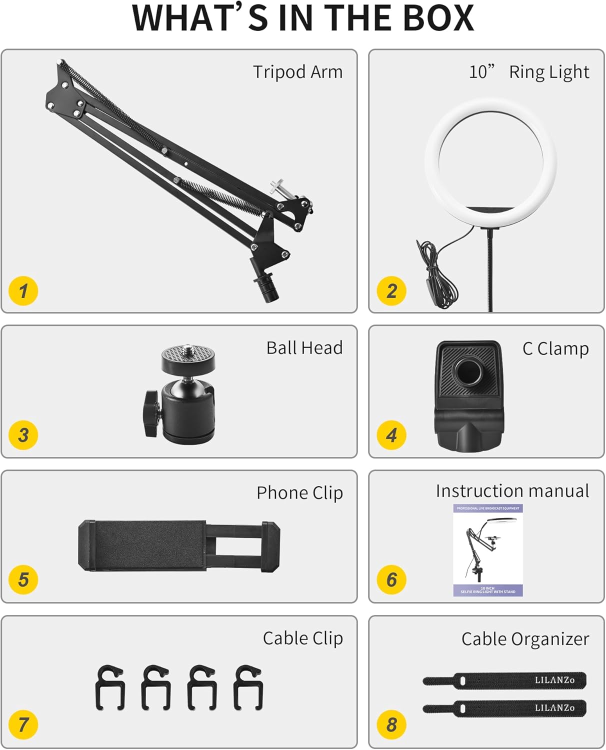 Soporte de teléfono para grabación de video, anillo de luz de escritorio de 10 pulgadas para computadora con soporte de cámara superior, soporte de