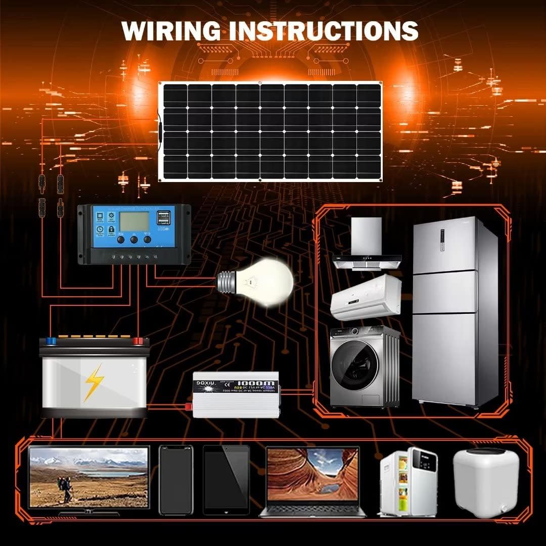 Paneles solares flexibles de 1600 W, kit de paneles solares monocristalinos semiflexibles de 2 x 800 vatios para hogares con controlador 40a