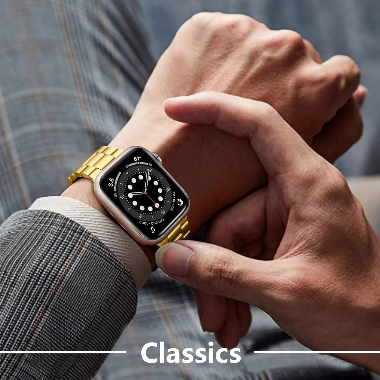 Lerobo Compatible con Apple Watch Band Ultra de 1.929 in 1.732 in 1.772 in 1.654 in 1.496 in 1.575 in 1.614 in, correa de metal de acero inoxidable