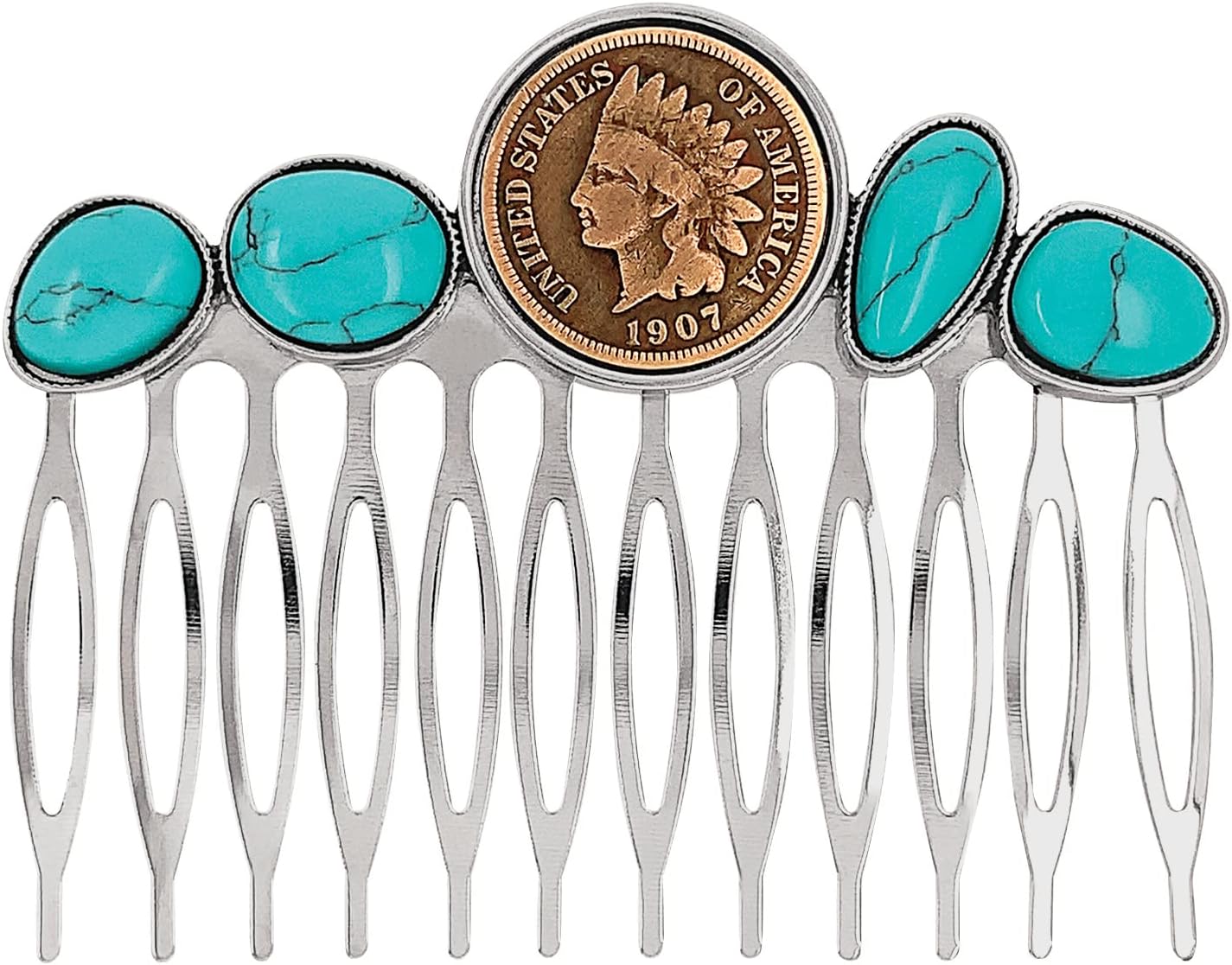 Indian Head Penny Coin Peine para el pelo  Moneda original de Estados Unidos de un centavo  Accesorio de peinado  Certificado de autenticidad,