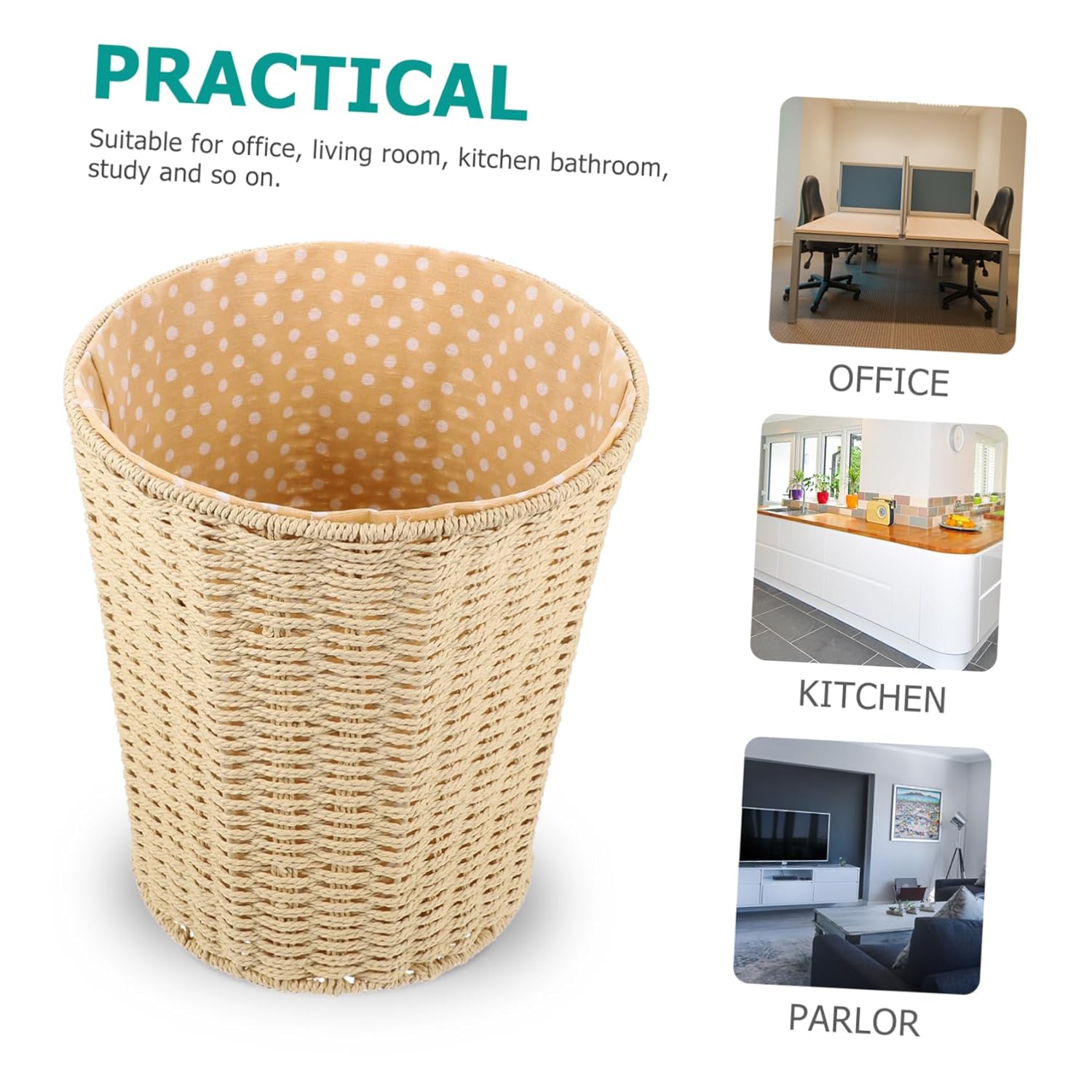 STOBAZA Cesta de basura de paja para tejer papeleras pequeñas cestas decorativas de cocina residuos de frutas cesta de almacenamiento de frutas de