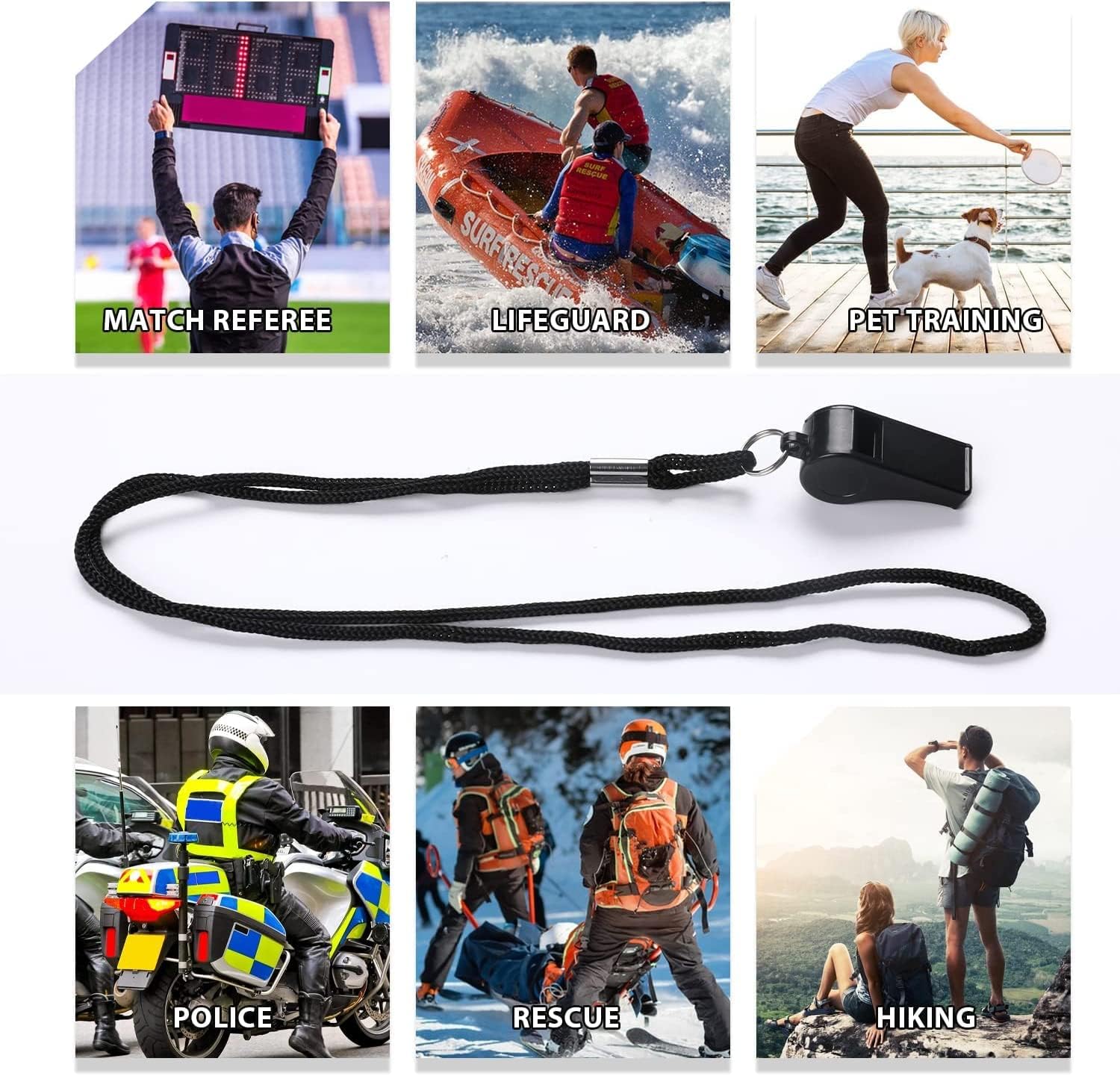 WAAHIBA – Silbato con cordón, 3 paquetes de silbatos deportivos de plástico, silbato de sonido nítido y claro para profesores, entrenadores,