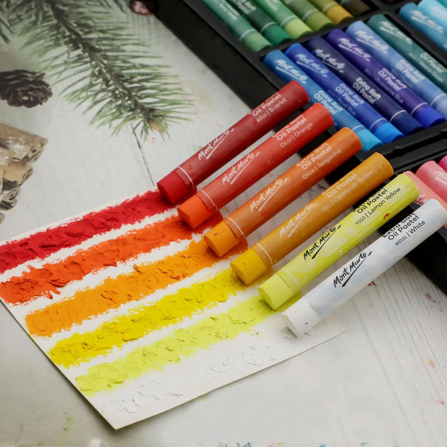 MONT MARTE Pasteles al óleo extrasuaves, colores brillantes surtidos, vibrantes y mantecosos, versátiles para mezclar, capas y sombreado, ideales