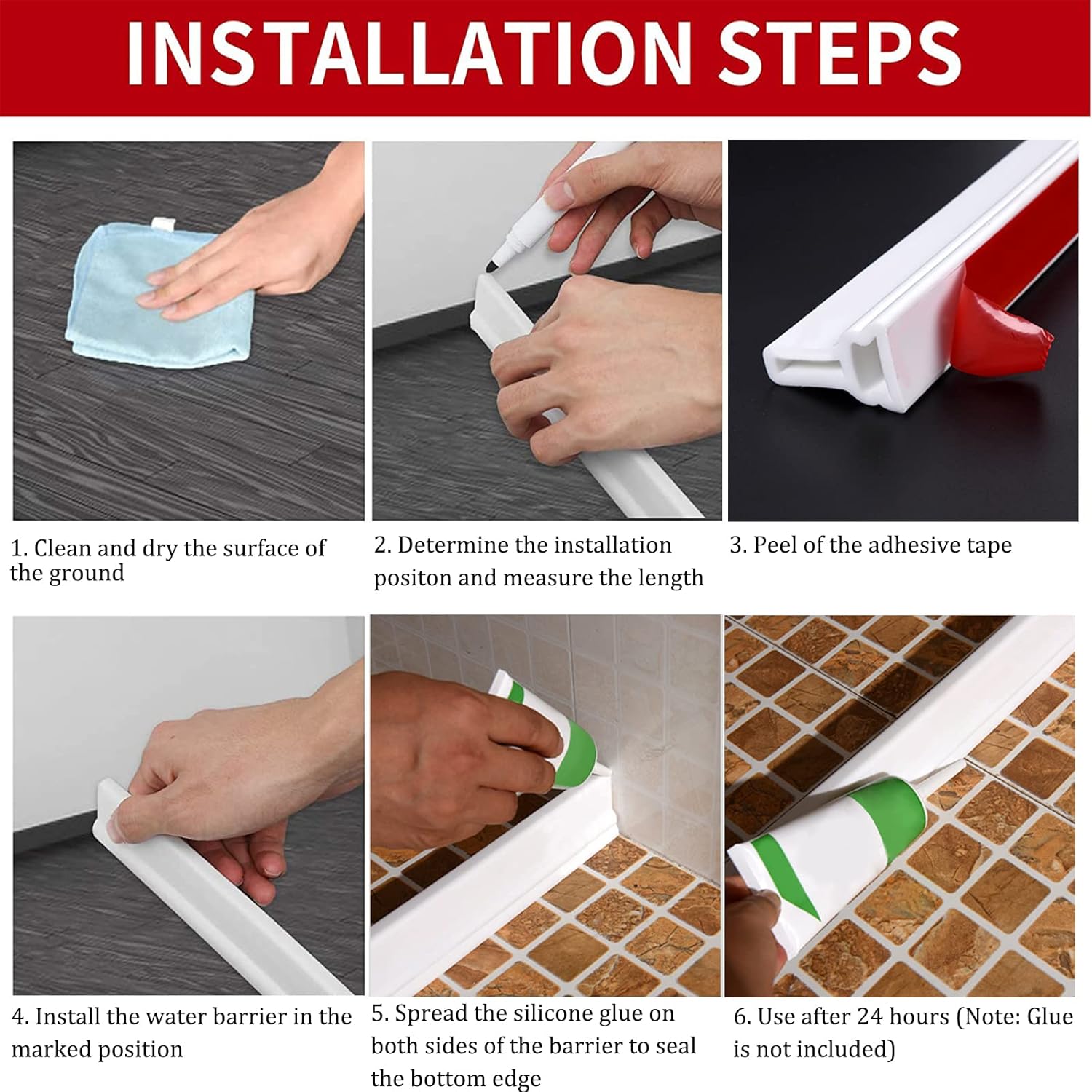 Presa de agua plegable de 39 pulgadas para regadera de silicona, sistema de retención de barrera para baño, cocina, separación húmeda y seca,