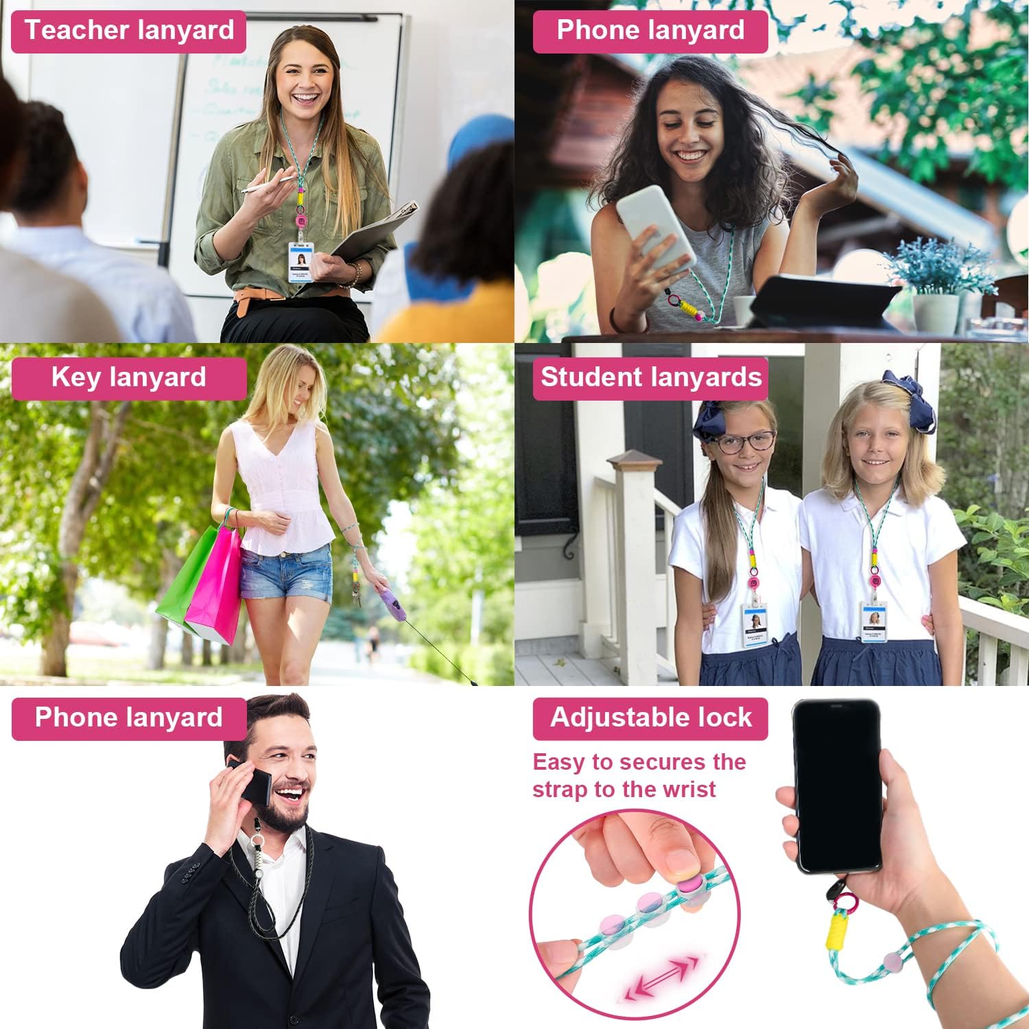 Sonkoloro Cordones para insignias de identificación, cordones trenzados ajustables y resistentes para mujeres y hombres