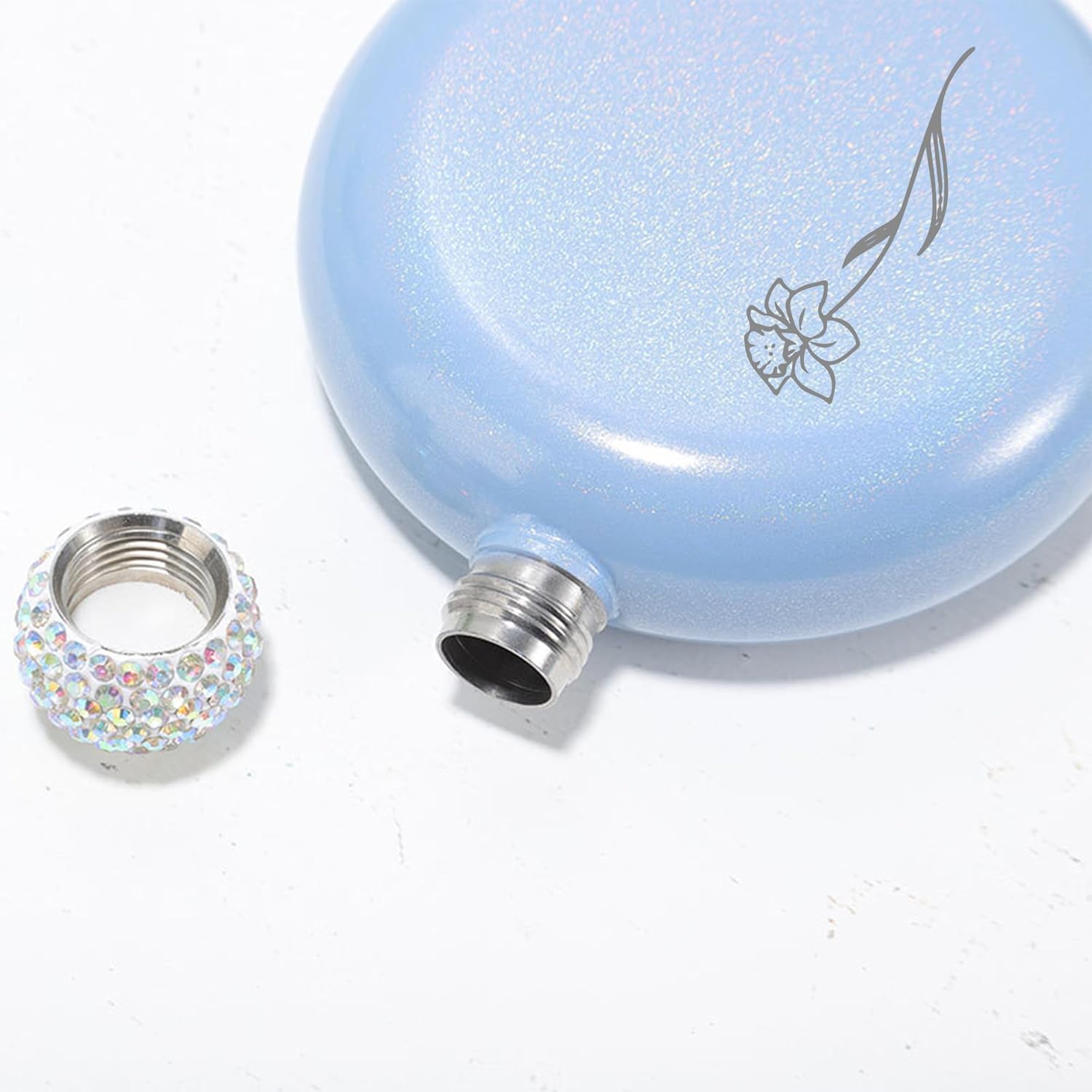 Frasco de flores personalizado para el mes de nacimiento con tapa de diamantes de imitación para dama de honor, regalo de fiesta nupcial, grabado