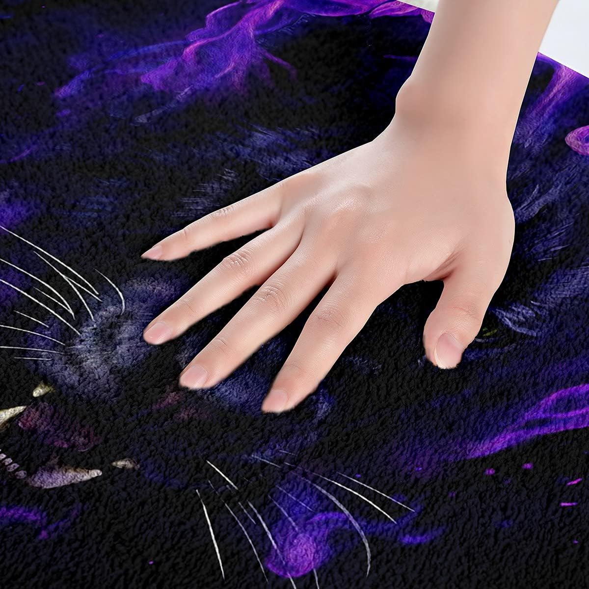 Alfombra de baño antideslizante de pantera negra, suave, absorbente de agua, safari, guepardo, para niños y adultos, diseño de fuego azul, animales