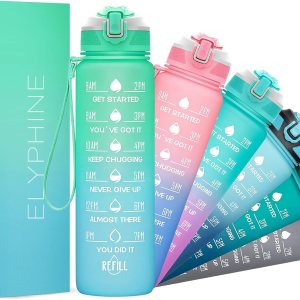 ELYPHINE – Botellas de agua de 3224onzas con pajilla extraíble y marcador de tiempo, botellas deportivas motivacionales con material Tritan sin ELYPHINE – Botellas de agua de 3224onzas con pajilla extraíble y marcador de tiempo, botellas deportivas motivacionales con material Tritan sin