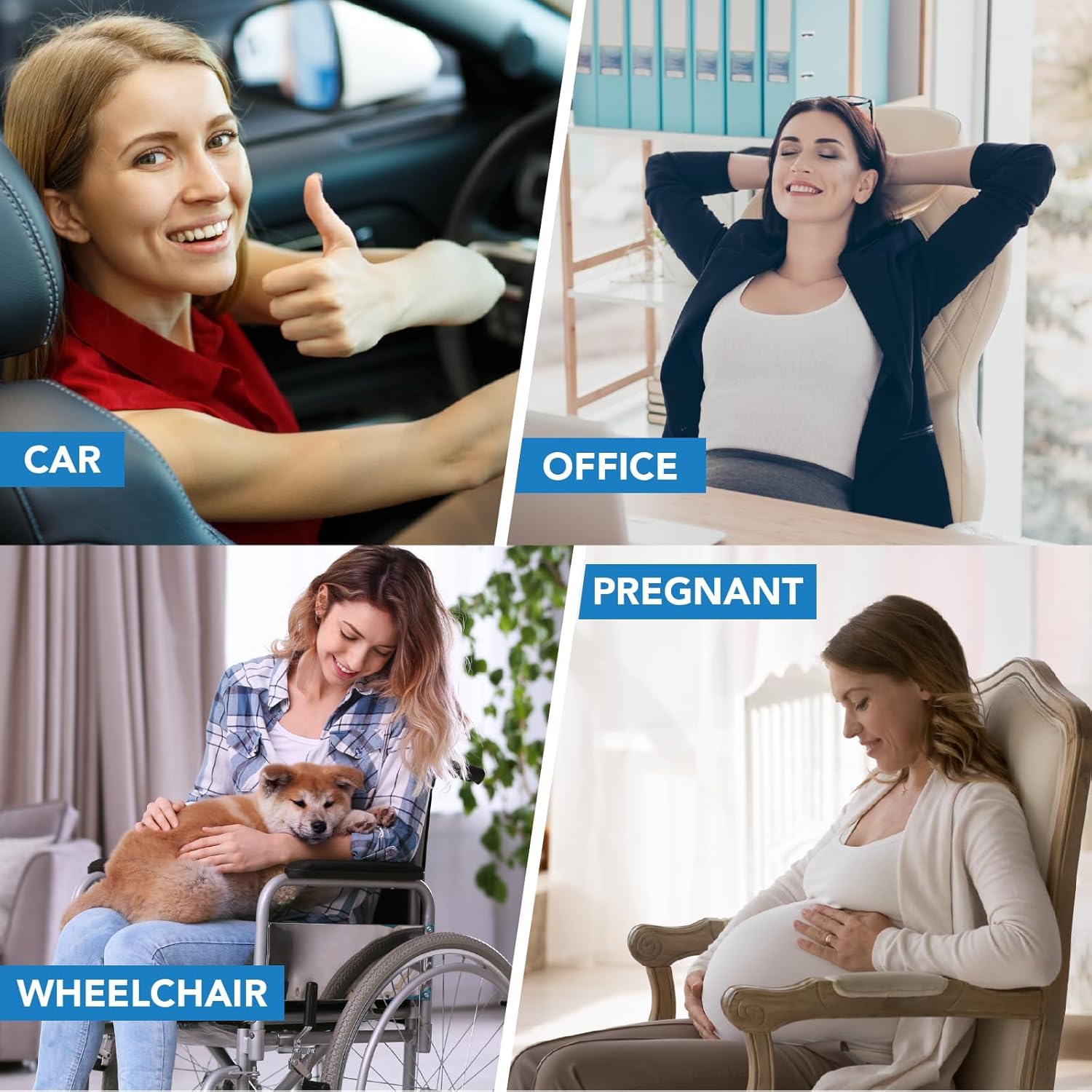 Almohada de apoyo lumbar almohada lumbar de espuma viscoelástica para aliviar el dolor de espalda baja – Cojín de respaldo de coche para conducir –