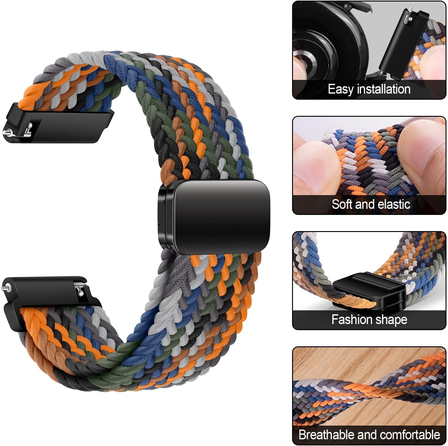 22mm Watch Band Strap Compatible with Samsung Galaxy Watch 3 45mmGear S3, Quick Release wristbands for Garmin Forerunner 255Venu 2Venu 3 45mmHuawei