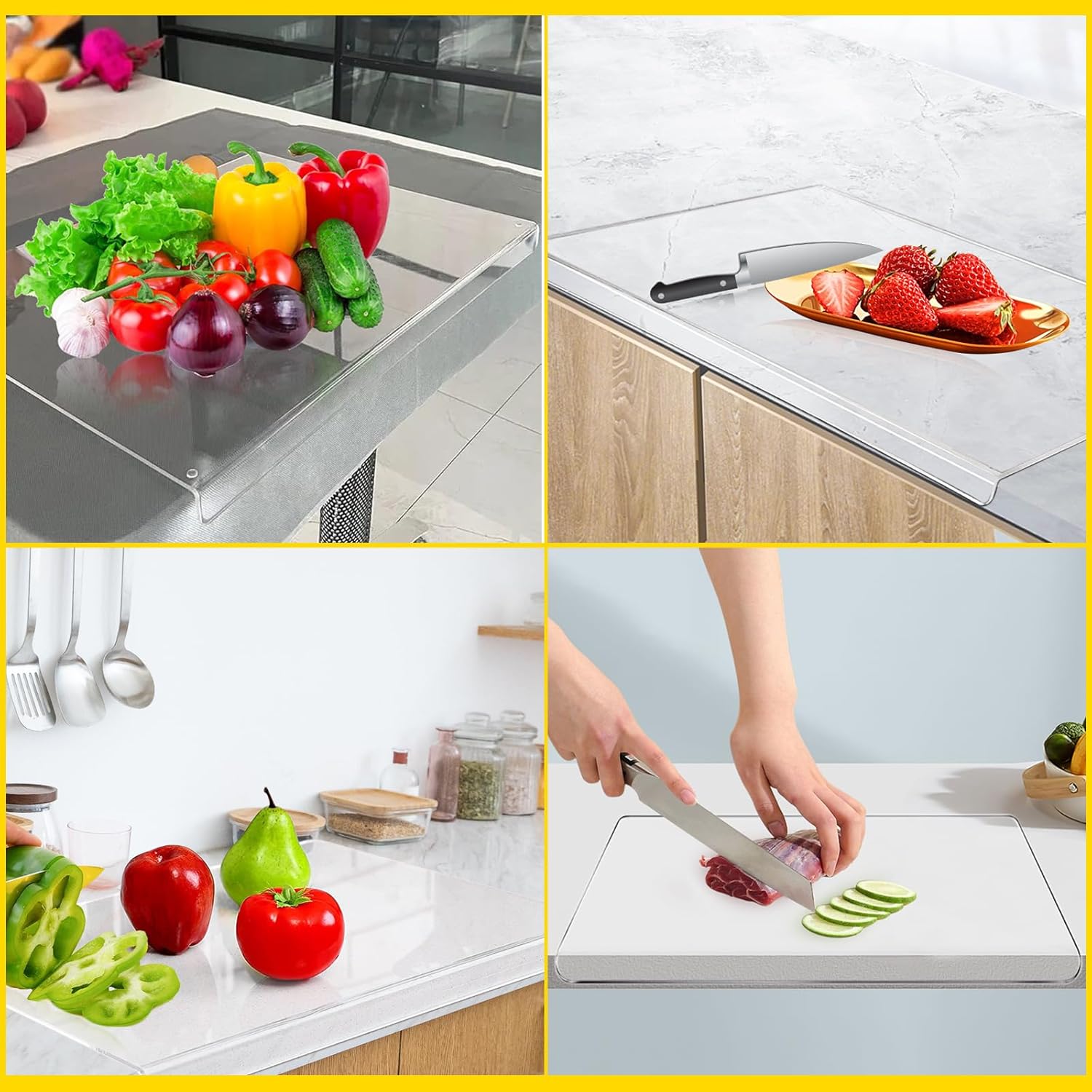 Tabla de cortar acrílica para encimera de cocina, tabla de cortar gruesa mejorada con borde para proteger encimeras del hogar o restaurante (17 x 13