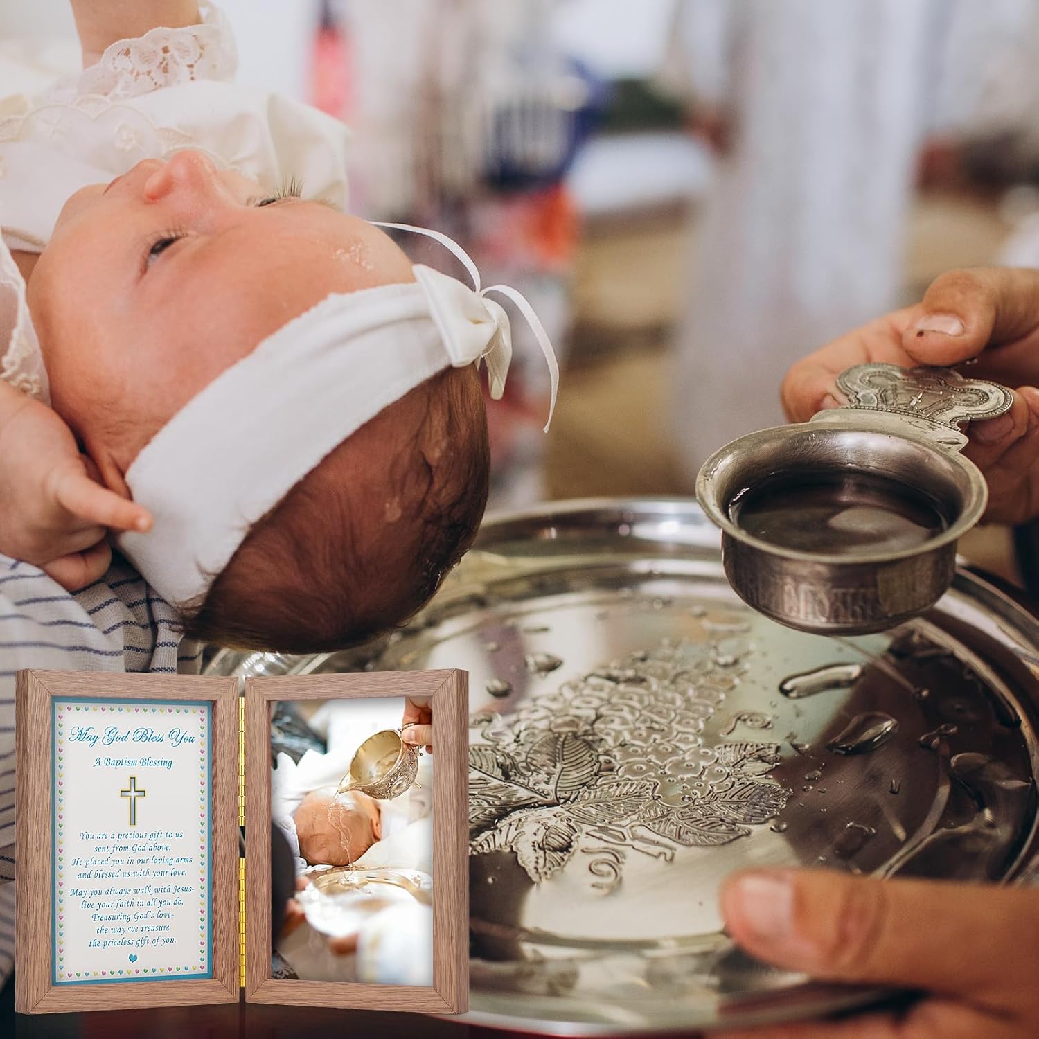 Marco de fotos de bautismo para bebés, marco de fotos de bautismo para niños, marco de recuerdo de bautizo, regalos de bautismo de bebé, capacidad