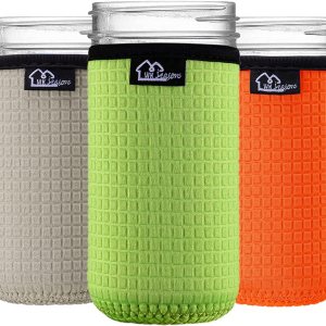 WKieason – Funda de neopreno de boca ancha para tarros de masón, de 16 a 24 onzas (24 onzasverdegrisnaranja) WKieason – Funda de neopreno de boca ancha para tarros de masón, de 16 a 24 onzas (24 onzasverdegrisnaranja)