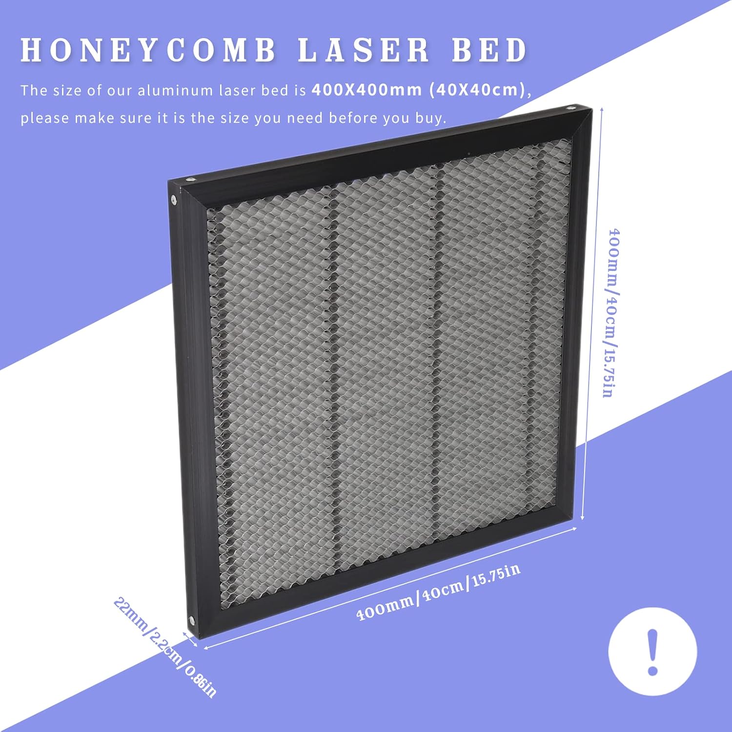 Cama láser de nido de abeja, mesa de trabajo de panal láser mecanizada CNC de 15.748×15.748 in, diseño de rejilla uniforme, buenos accesorios de