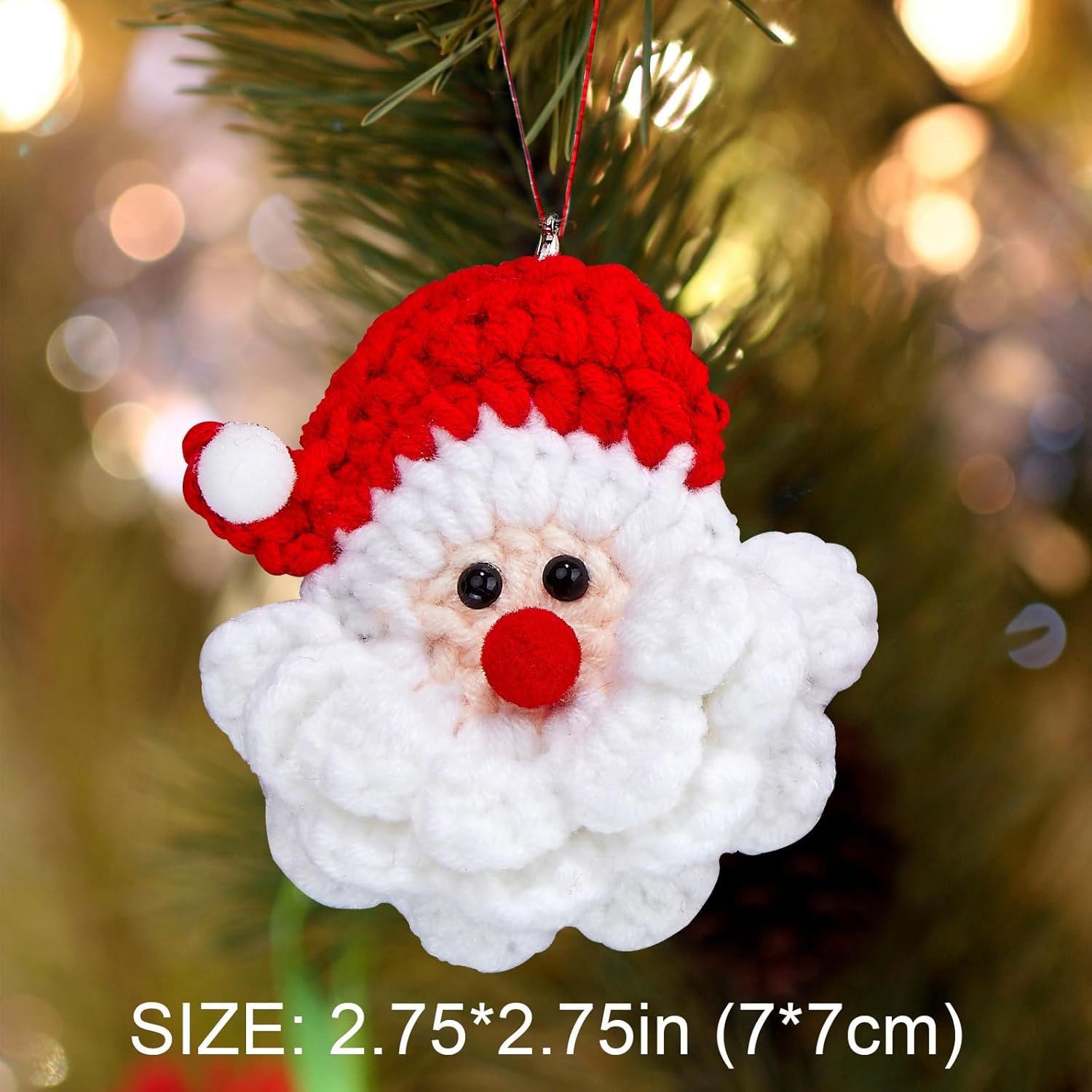 Adornos de Navidad tejidos hechos a mano, Papá Noel de punto hecho a mano, decoración de árbol de Navidad, manualidades tejidas a mano, decoración