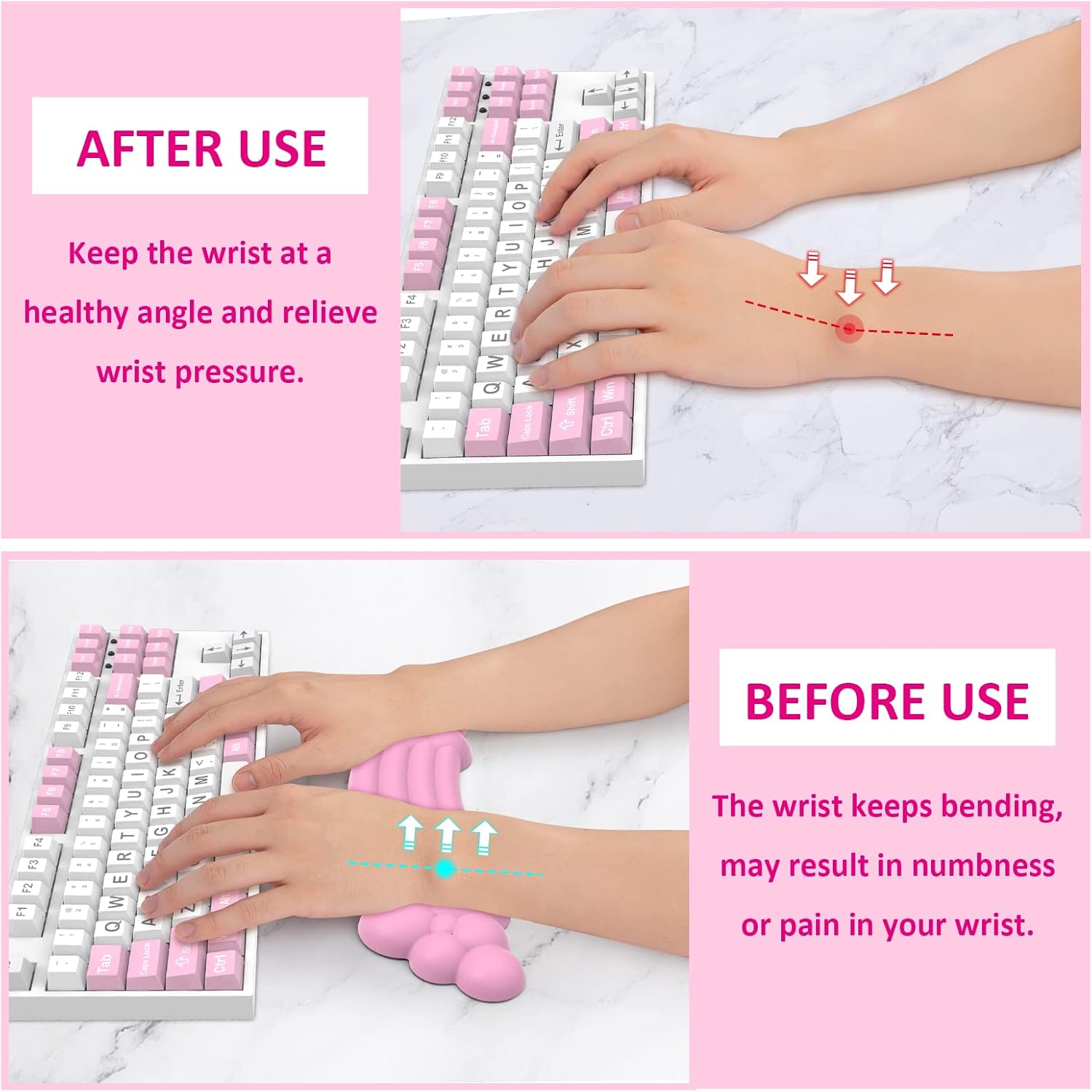 Cloud – Teclado con reposamuñecas y reposamuñecas, de piel sintética, espuma viscoelástica suave de silicona con forma ergonómica de arcoíris