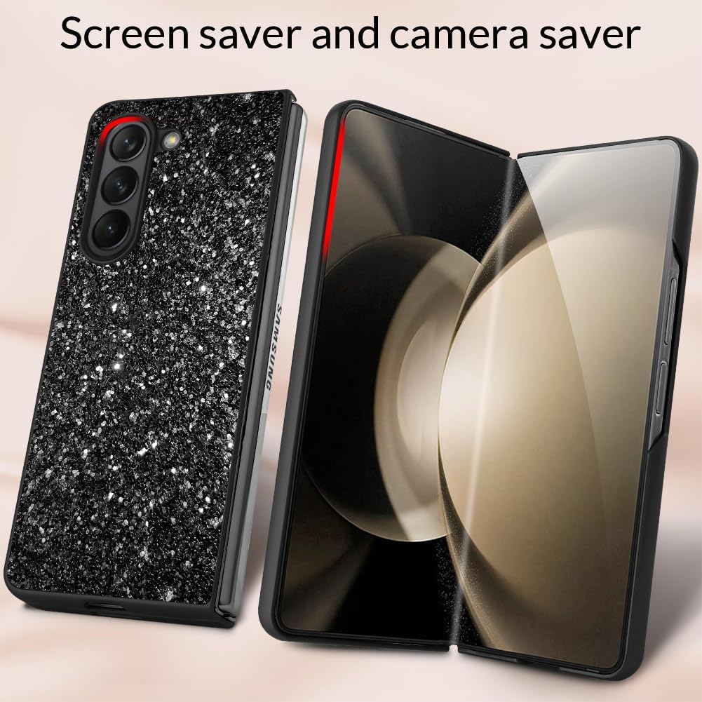 ZIYE Funda para Samsung Galaxy Z Fold 5 5G, Galaxy Z Fold 5 5G Funda para mujeres y niñas, con purpurina Sprakle Bling antideslizante, a prueba de