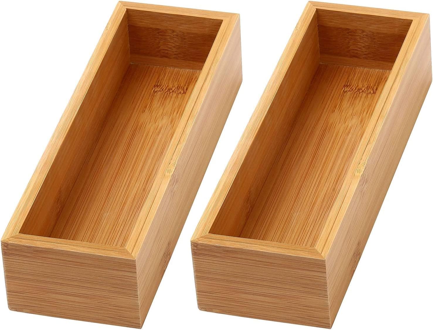 YBM Home Caja organizadora de cajones de bambú para cajón de cocina, cajón de basura, oficina, dormitorio, habitación de los niños, manualidades,