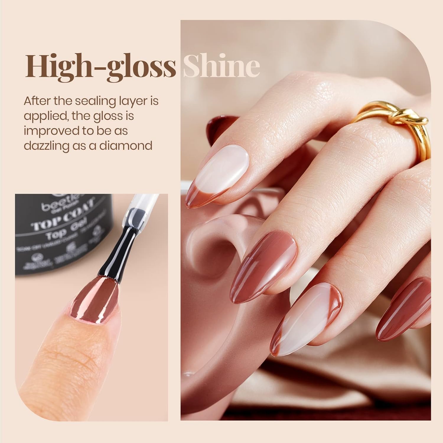 beetles Gel Polish Kit de 3 uñas de gel de 0.5 onzas líquidas, capa superior y capa base con pegamento de gel de uñas 5 en 1 con juego de uñas,