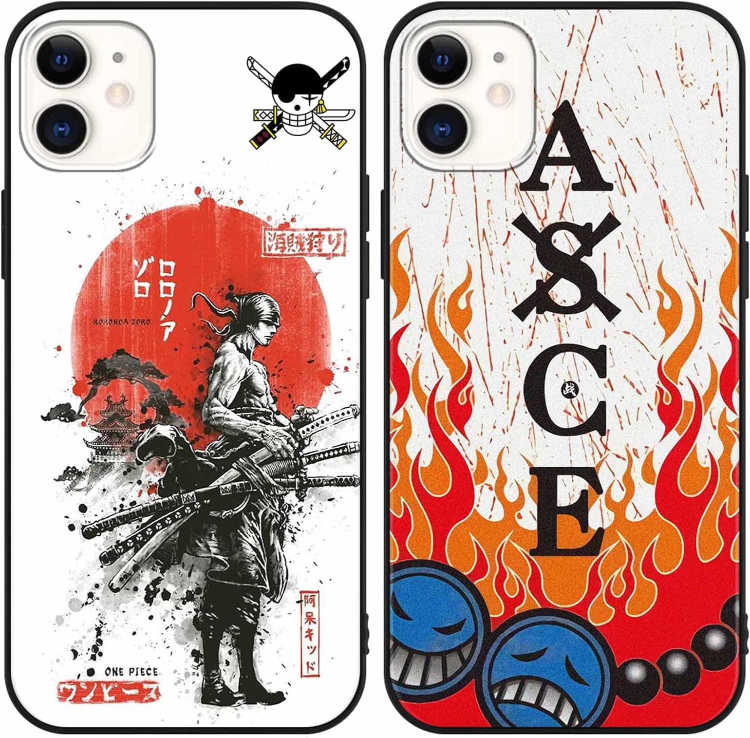 Paquete de 2 fundas de silicona para Apple iPhone 11 de 6.1 pulgadas, estampado de personajes de dibujos animados de anime japonés para hombres,