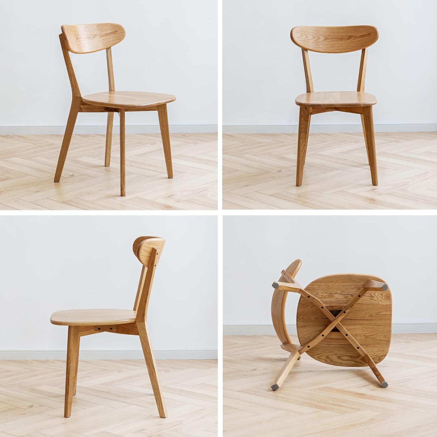 Juego de 2 sillas de comedor 100% madera de roble, sillas de cocina con cómodo respaldo redondo, sillas para sala de estar, comedor, fácil montaje,