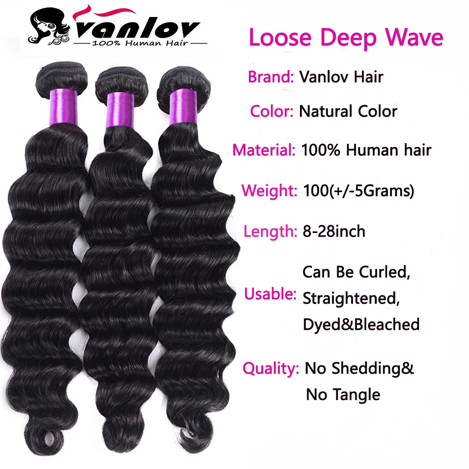 4 manojos de cabello humano brasileño suelto, onda profunda, paquetes de cabello humano virgen 100% sin procesar, 20, 22, 24, 26, extensiones de