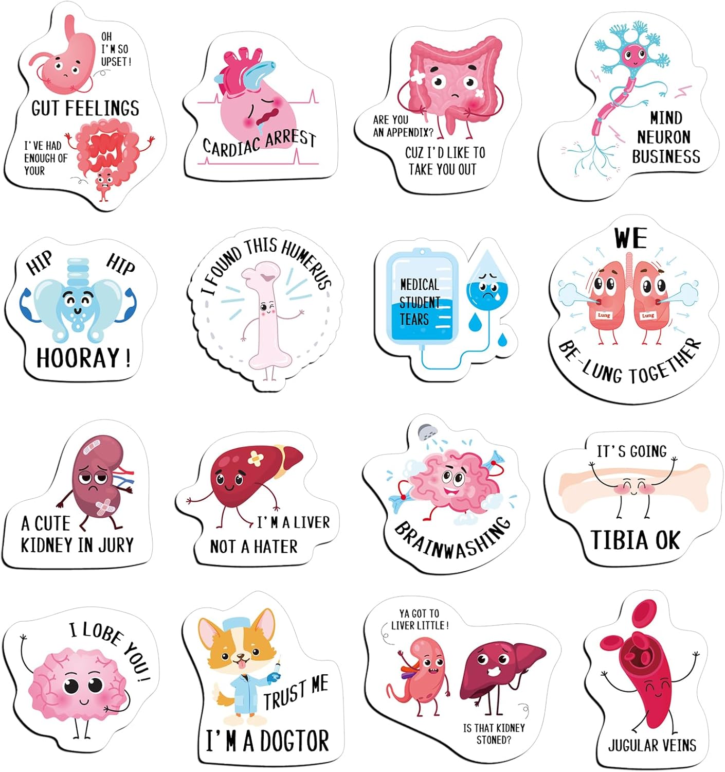 16 piezas de divertidos imanes de enfermería para nevera, juegos de palabras magnéticas, con temática médica, divertidos imanes para enfermera,
