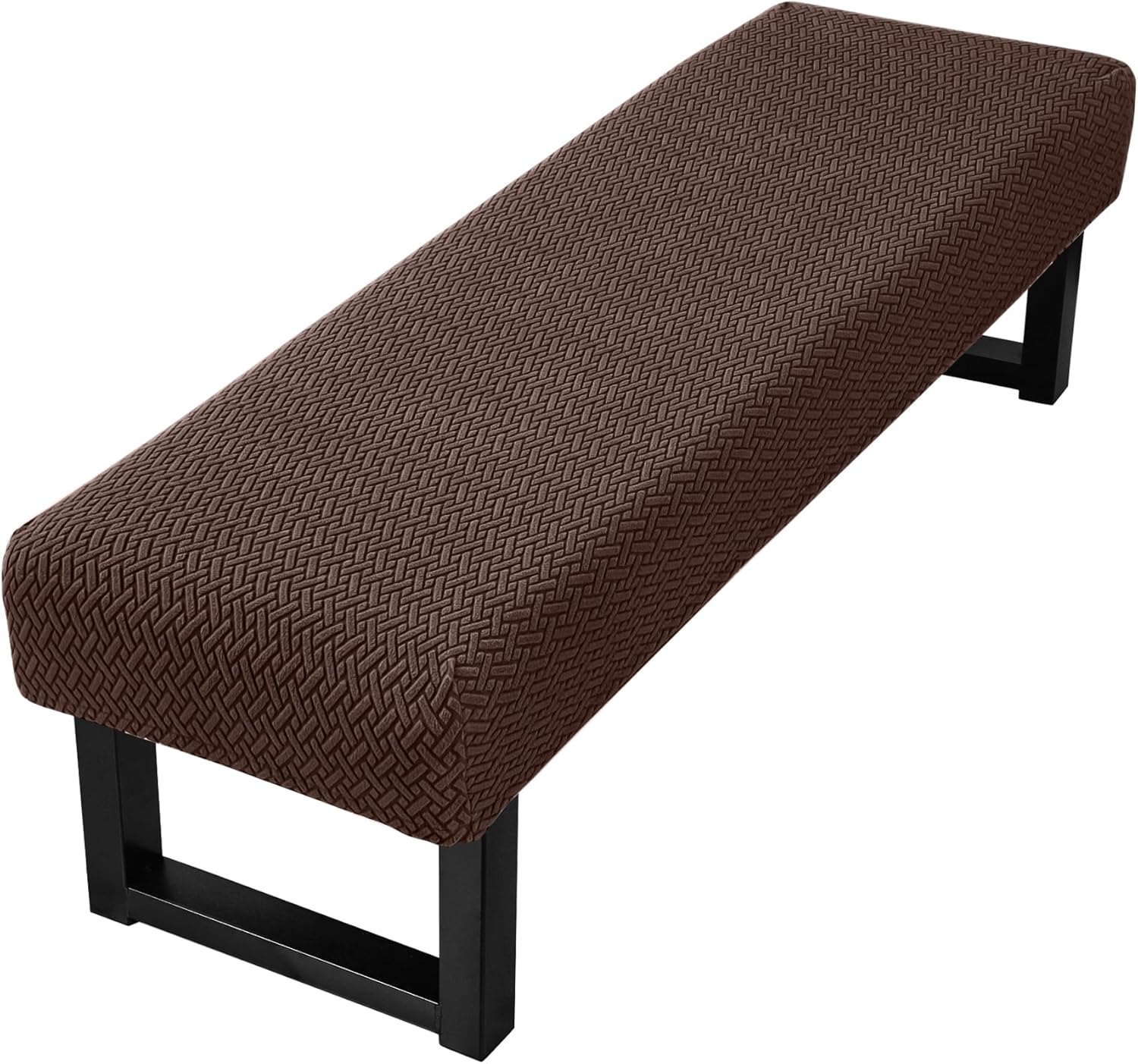 Funda de banco de jacquard elástica para comedor, antipolvo, extraíble, lavable, para sala de estar, dormitorio, cocina (47-59 pulgadas, marrón