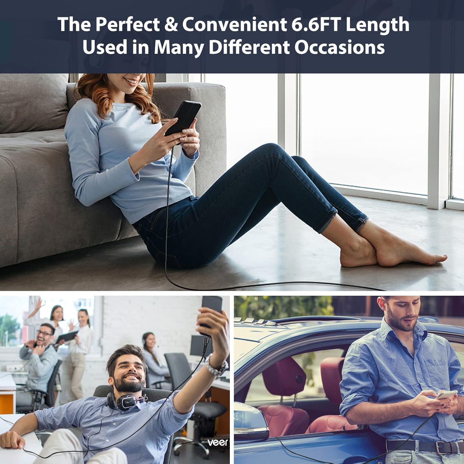 Esuyi Cable USB tipo C, 3.1A de carga rápida QC3.0, paquete de 5 unidades de 3.3 pies, 3.3 pies, 6.6 pies, 6.6 pies, 10 pies, USB-C a USB-A, cable
