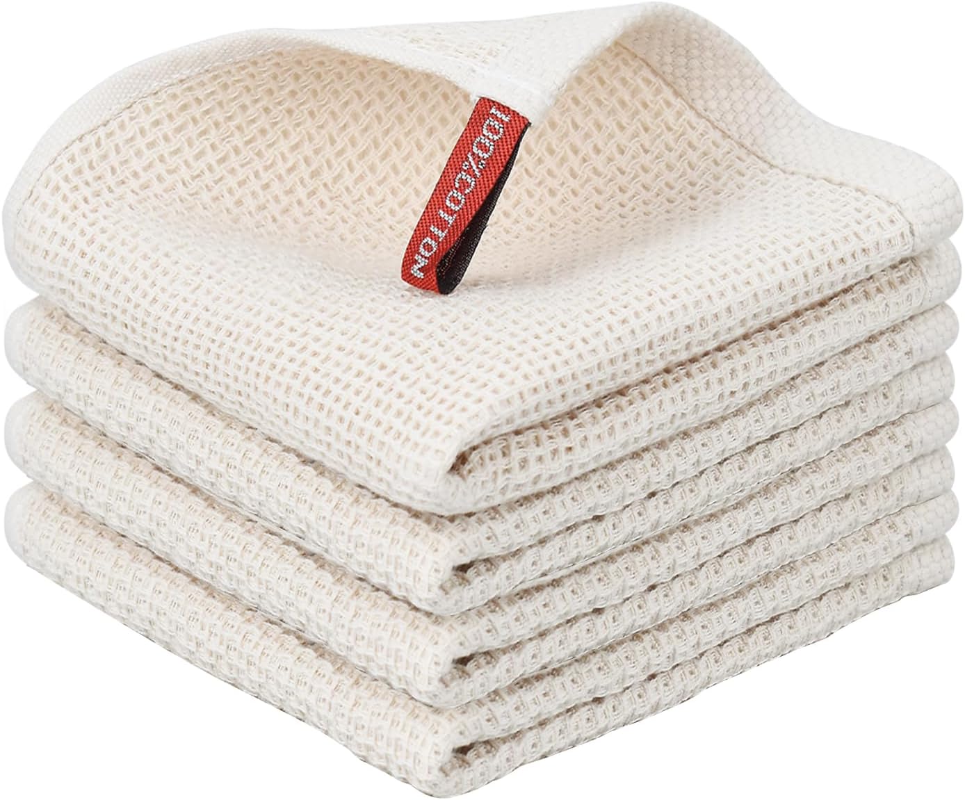 Nialnant Paño de limpieza 100% algodón, paquete de 4 toallas de limpieza de tejido gofre, trapos súper absorbentes para lavar platos, 12 x 12