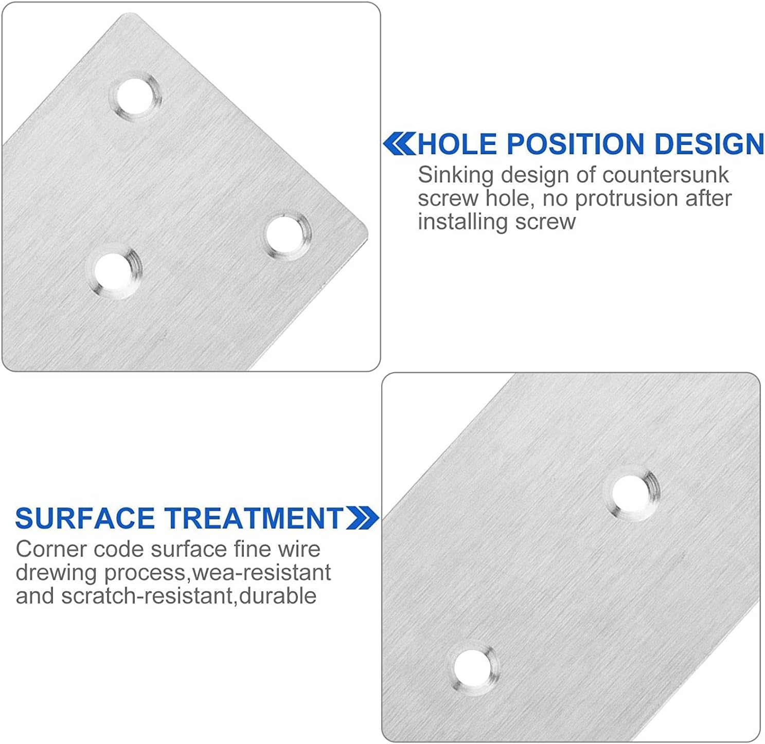 22 placas de reparación para madera de acero inoxidable, placa plana de reparación de 2 x 4 pulgadas, soportes de metal para placa de metal de