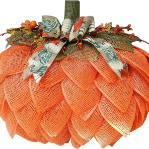 Corona de arpillera de otoño, corona de calabaza de arpillera, corona de calabaza de Acción de Gracias para puerta delantera, decoración de calabaza Corona de arpillera de otoño, corona de calabaza de arpillera, corona de calabaza de Acción de Gracias para puerta delantera, decoración de calabaza